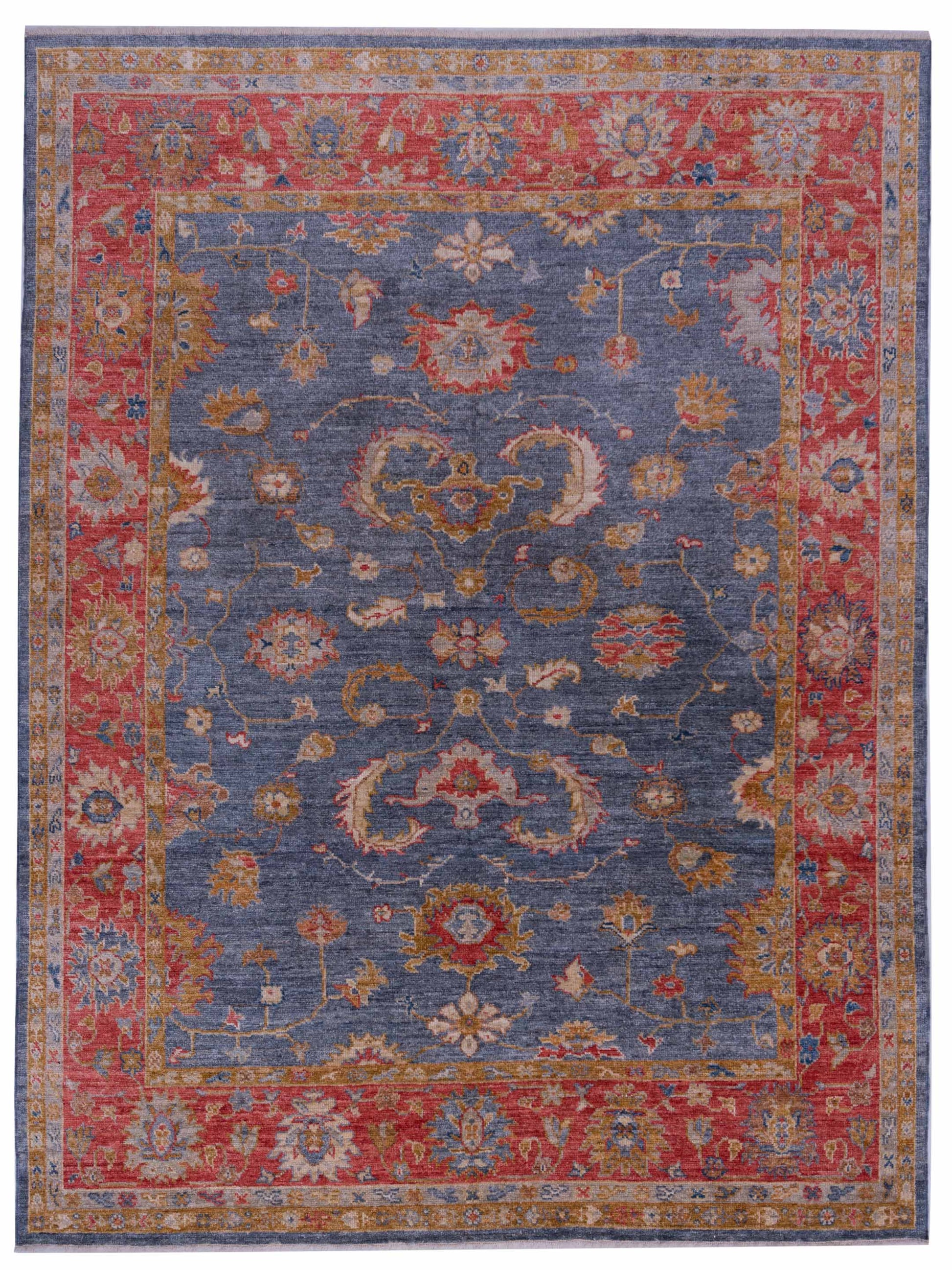 Anadol Angora Oushak  Teal Blue Red Traditional