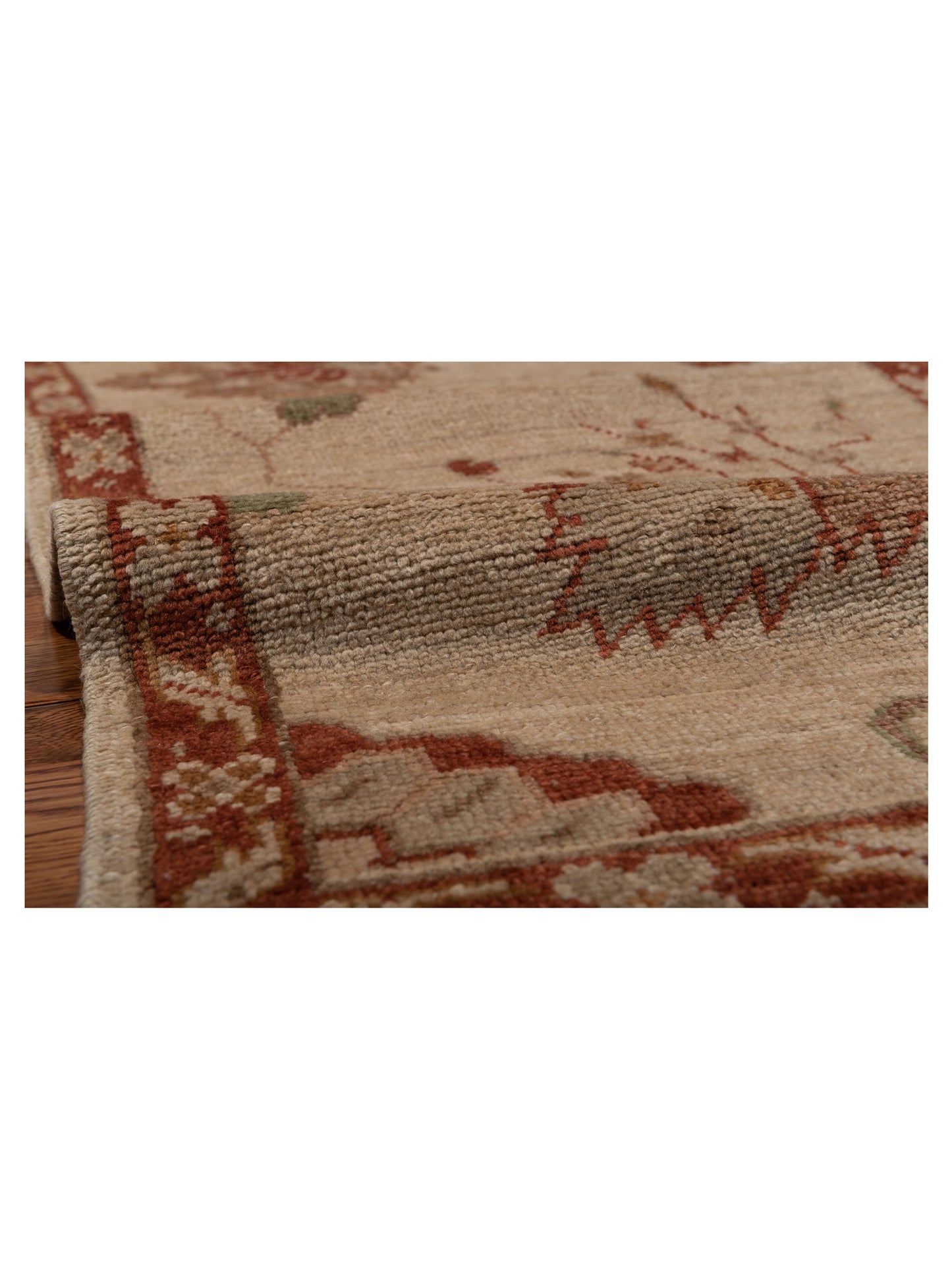Angora Oushak 121953 Ivory Rust 2.4x13.8 Hand Knotted Rug