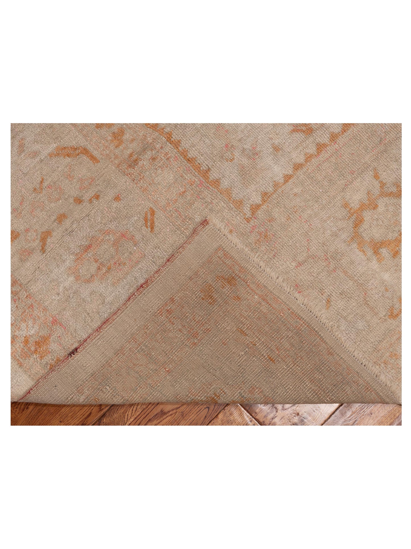 Antique Oushak 150798 Ivory 14.11x18.4 Hand Knotted Rug