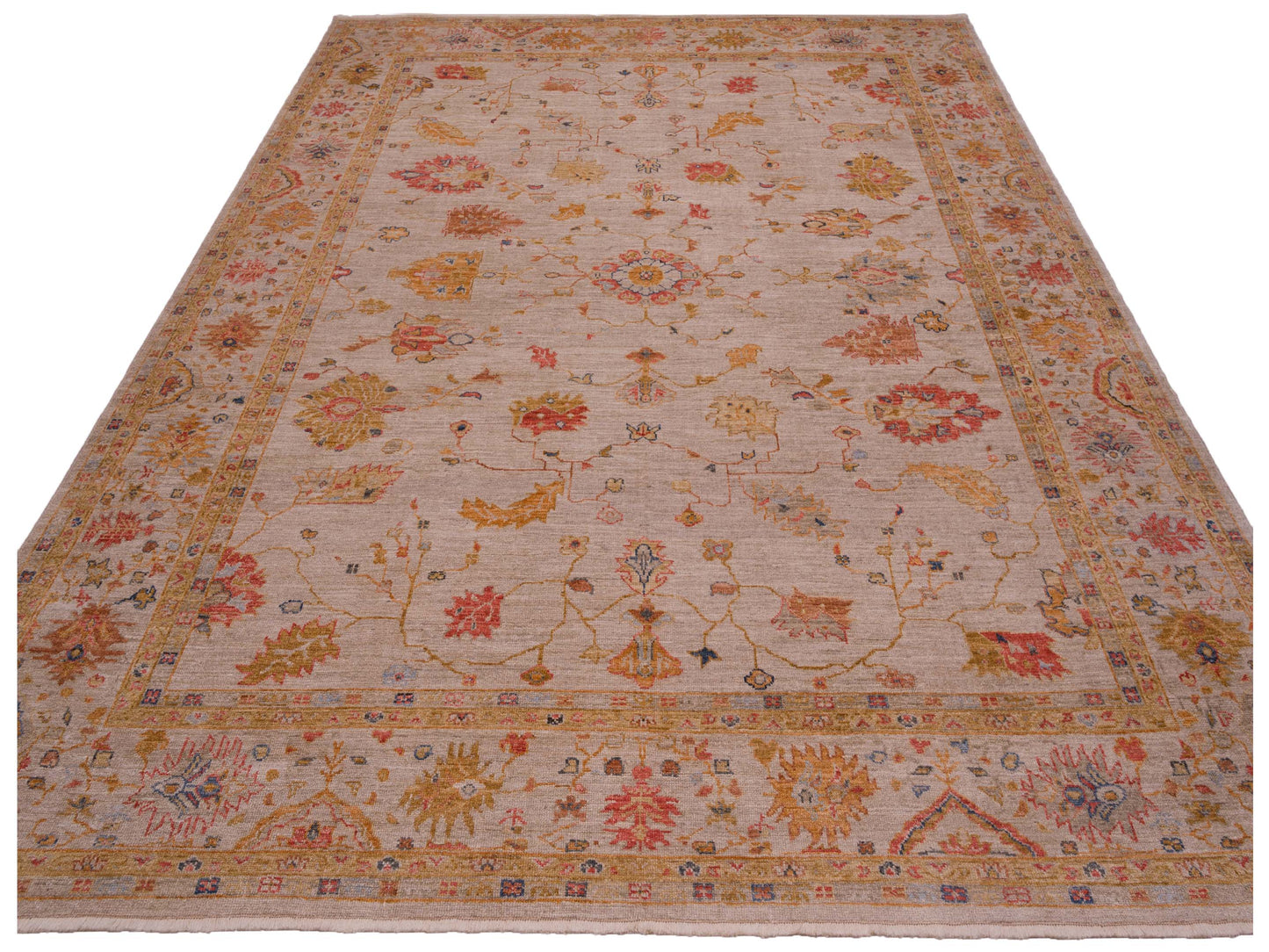Angora Oushak 146539 Ivory Ivory 11.9x14.7 Hand Knotted Rug