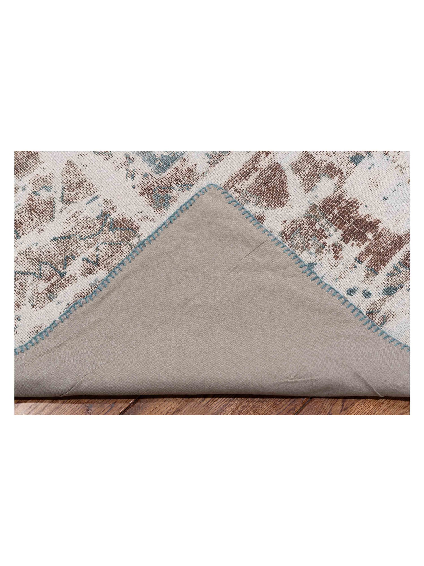 Turkish Vestige Patchwork 76018 Ivory Blue 9.7x11.7 Hand Knotted Rug