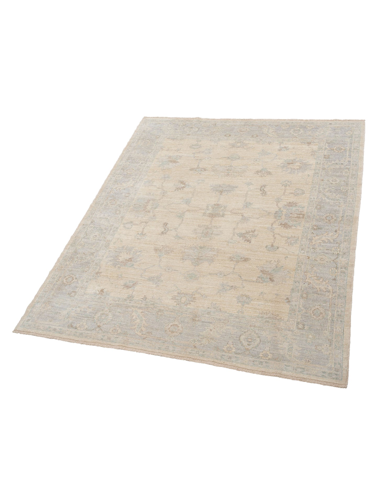 Angora Oushak 126785 Ivory Light Gray 8x9.10 Hand Knotted Rug