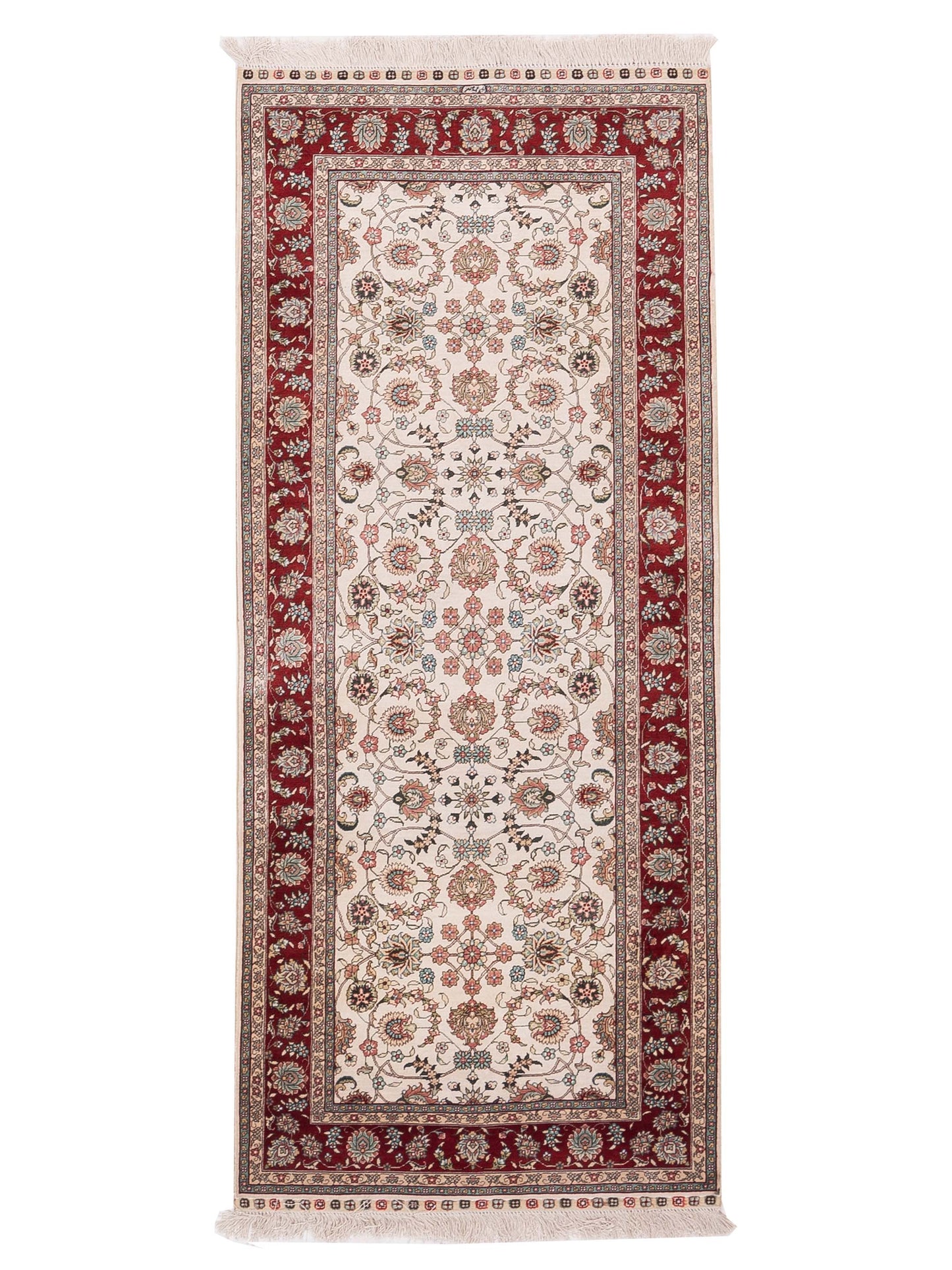 Pasha Pure Silk  Ivory Red Traditional