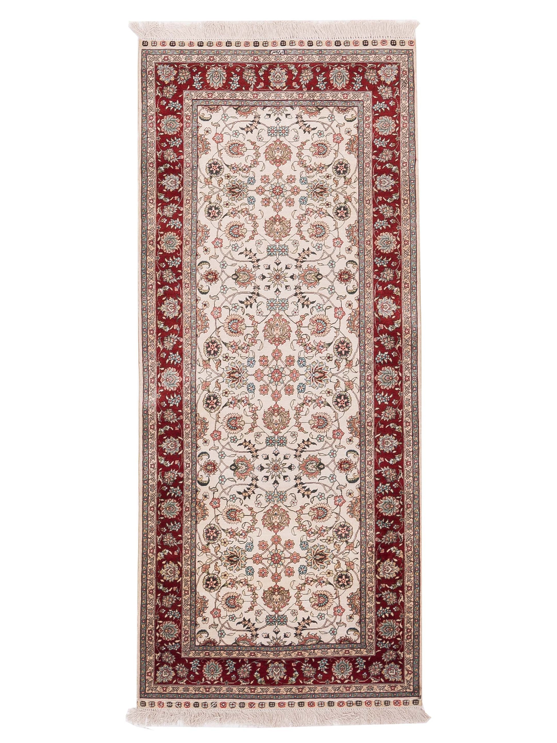 Pasha Pure Silk  Ivory Red Traditional