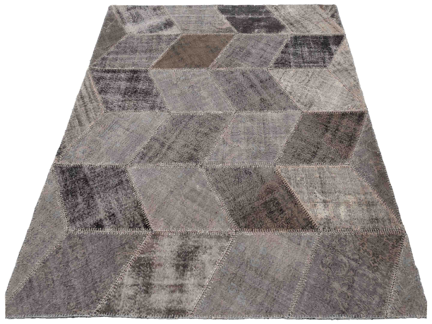 Turkish Vestige Patchwork 108898 Gray 8.6x9.11 Hand Knotted Rug
