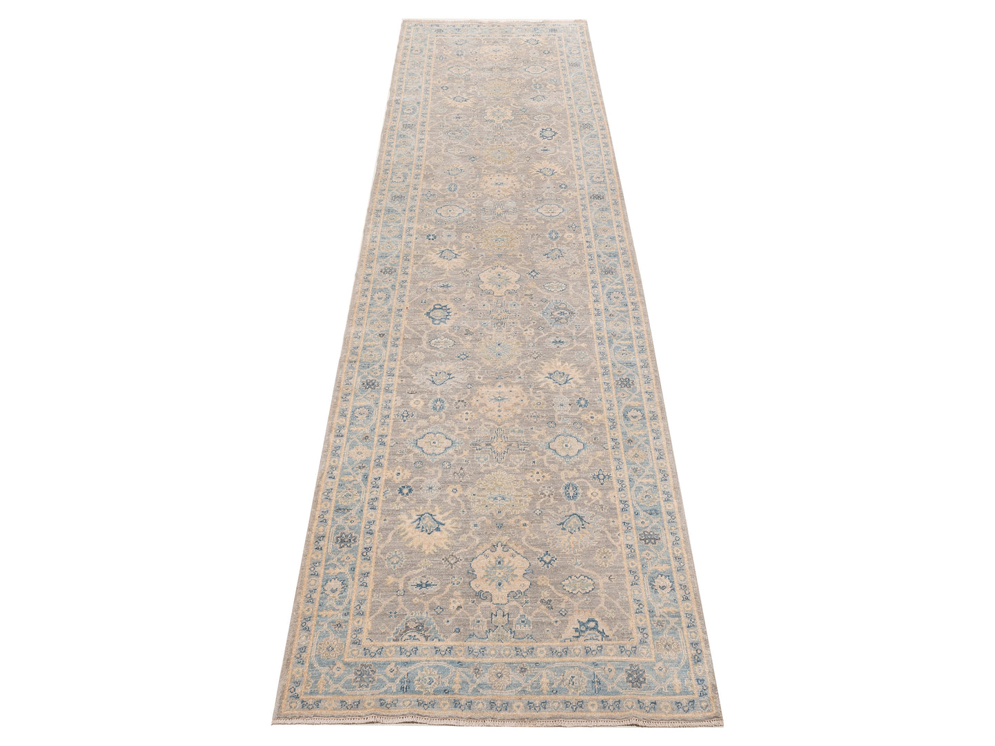 Anadol Oushak 154710 Gray Blue 4.2x15.8 Hand Knotted Rug