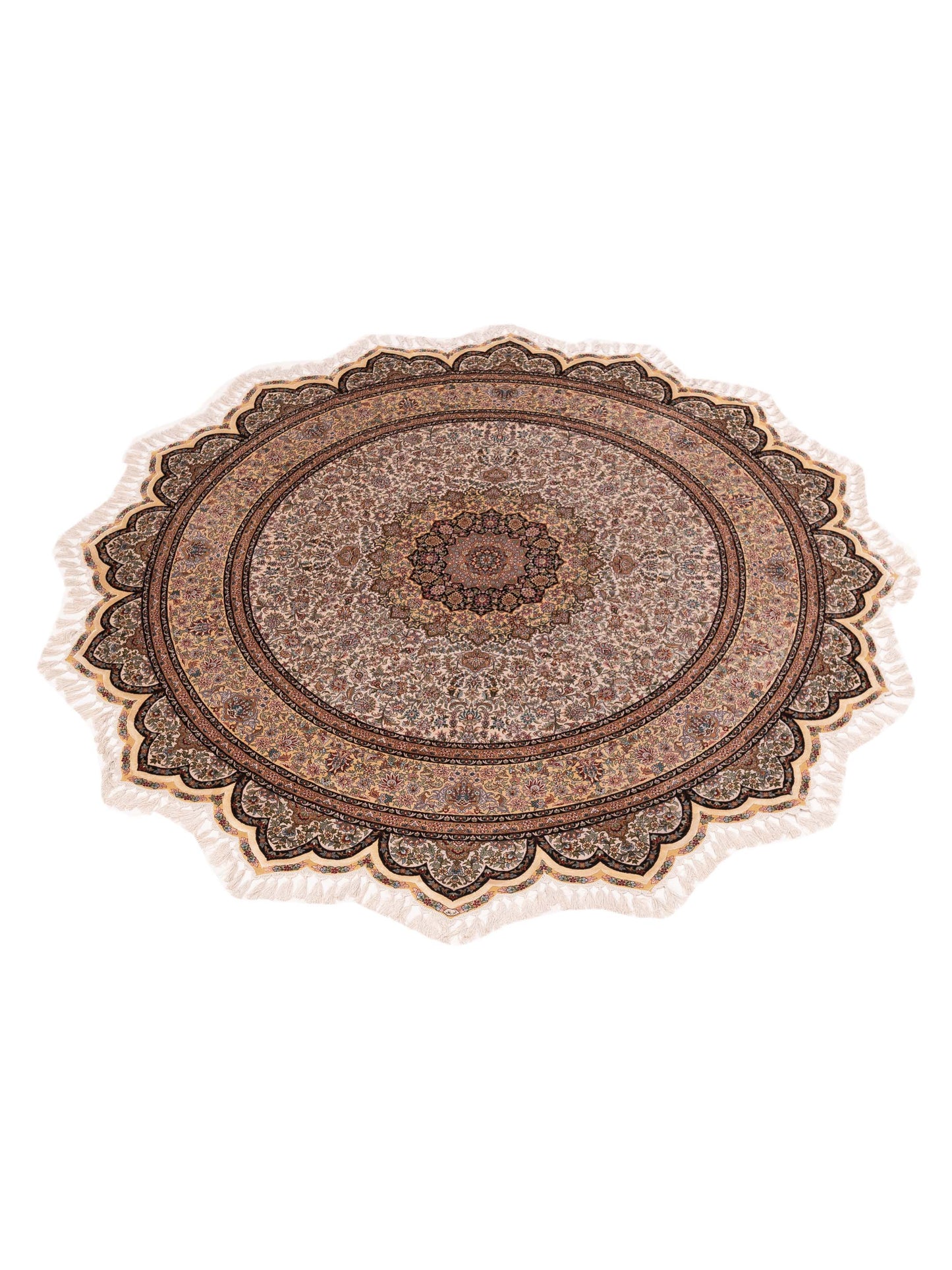 Pure Silk 118375 Ivory Beige 8x8 Hand Knotted Rug