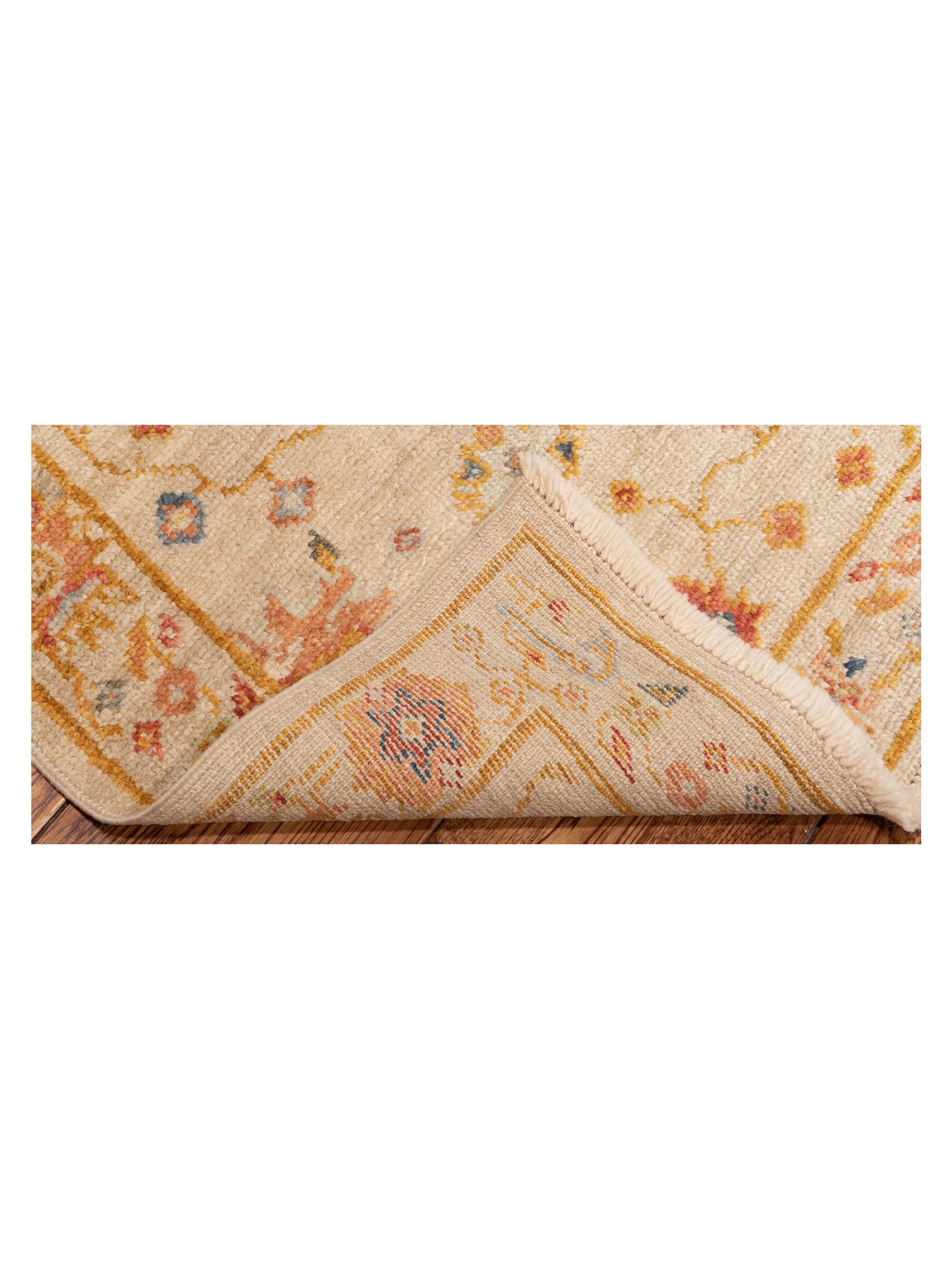 Angora Oushak 148277 Ivory Silver 2.6x12.11 Hand Knotted Rug