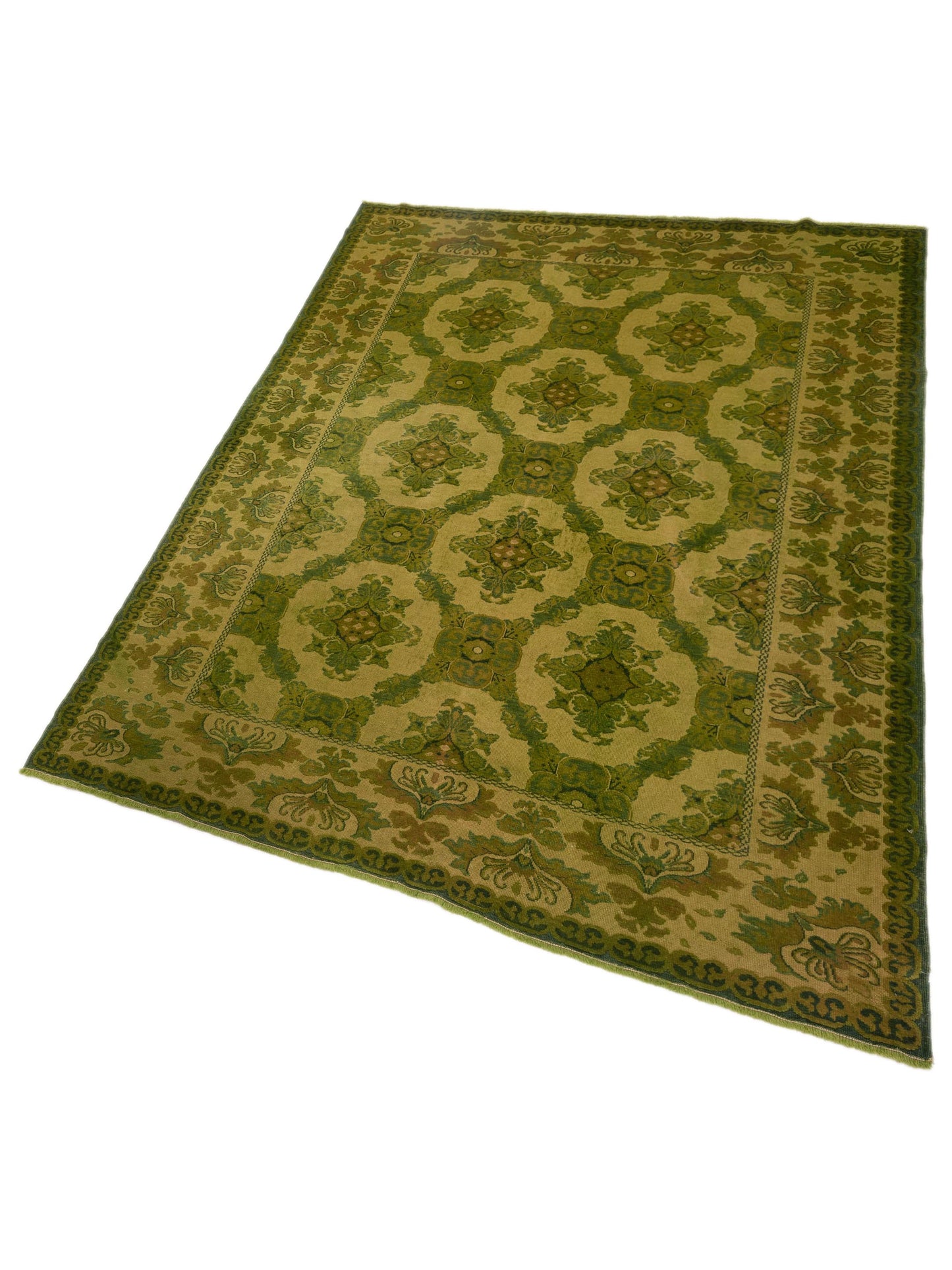 Vintage 106711 Green 6.9x9.2 Hand Knotted Rug
