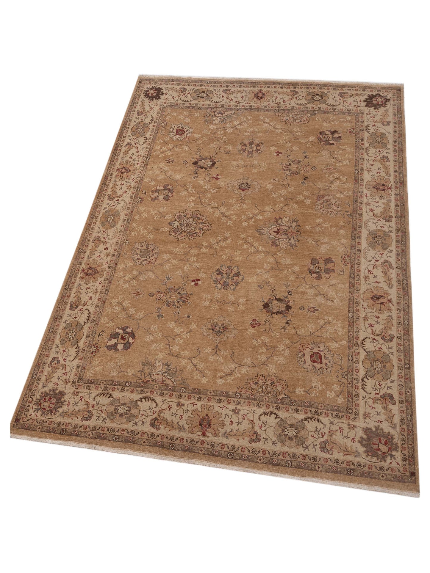 Turkish Elvan 79229 Gold Ivory 9.2x11.1 Hand Knotted Rug