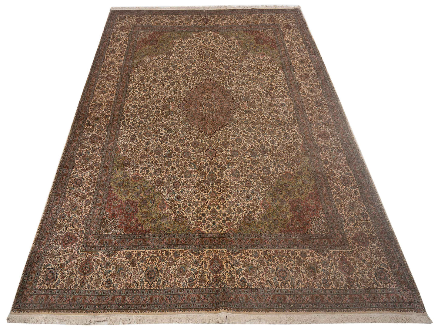 Pure Silk 113229 Ivory Ivory 9.1x12.6 Hand Knotted Rug