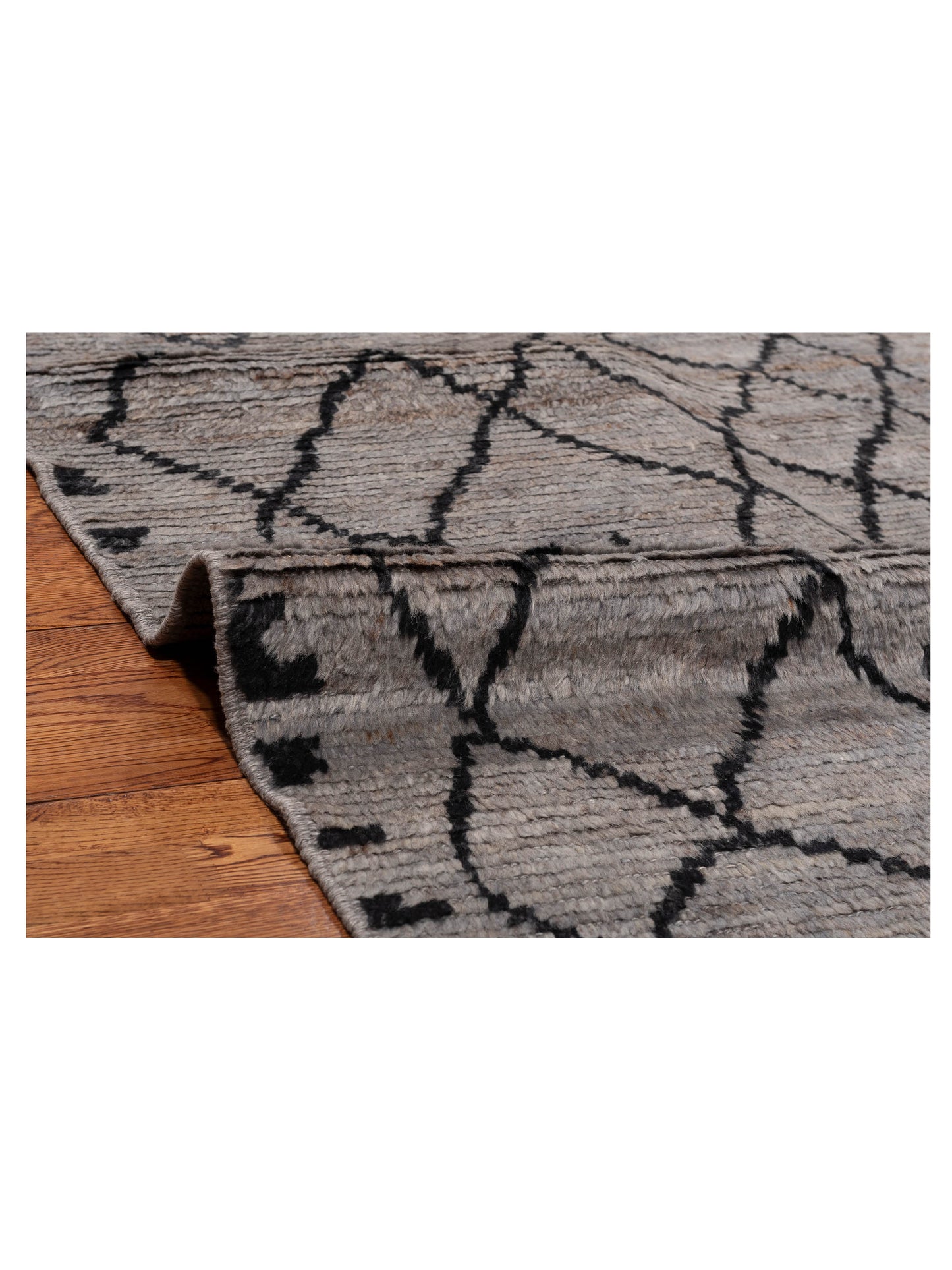 Berber Aspendos Gray Black 8.2x10.4 Hand Knotted Rug