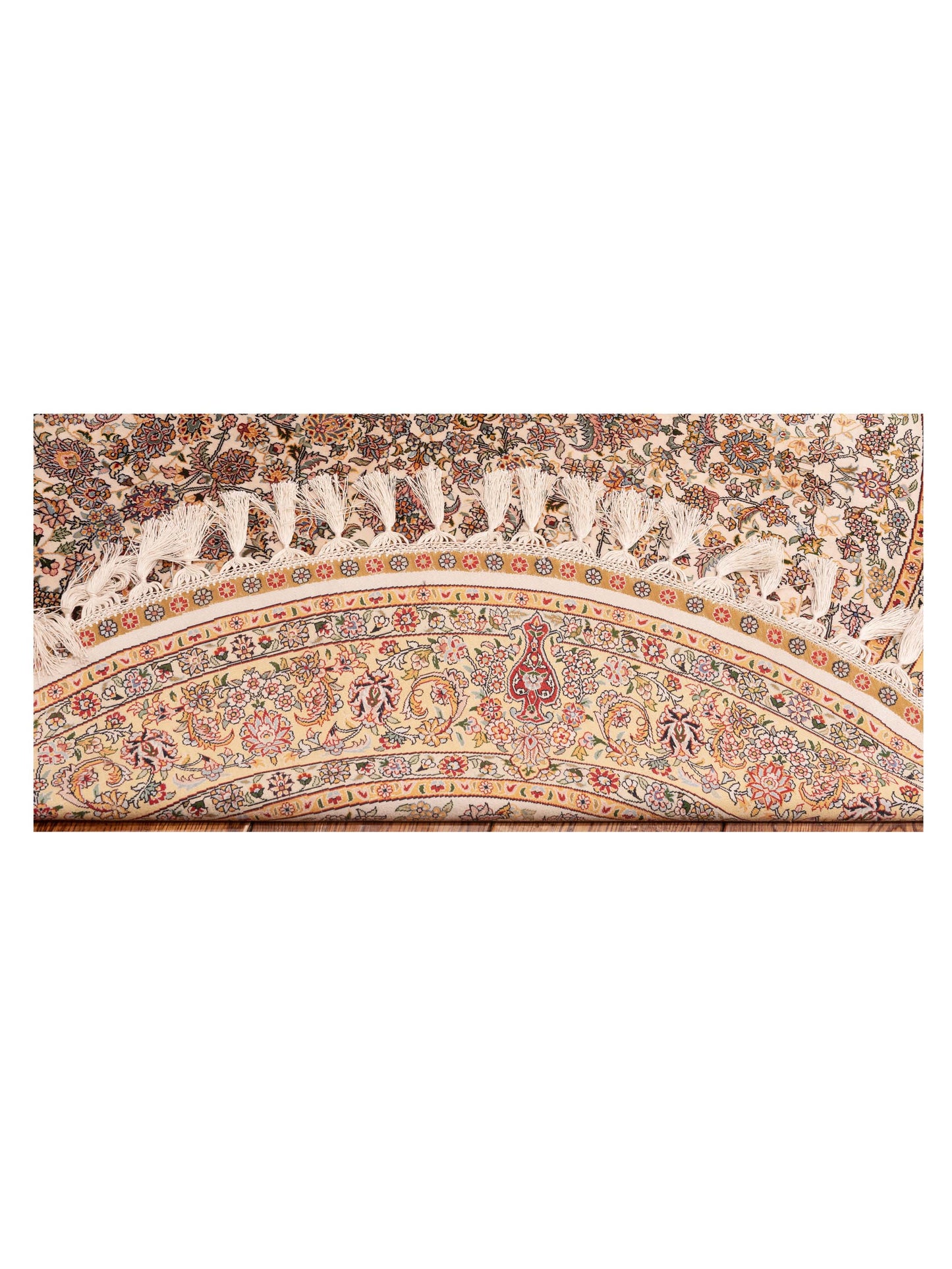 Pure Silk 122364 Ivory Gold 4.11x5 Hand Knotted Rug