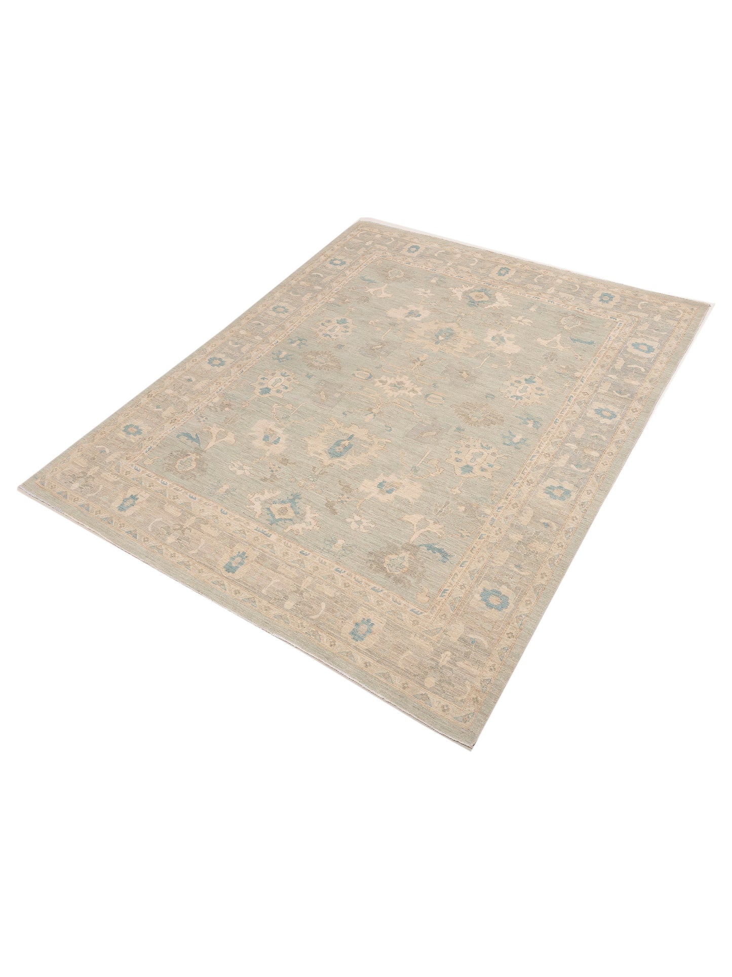Laila 153946 Mint Light Gray 8.1x9.11 Hand Knotted Rug