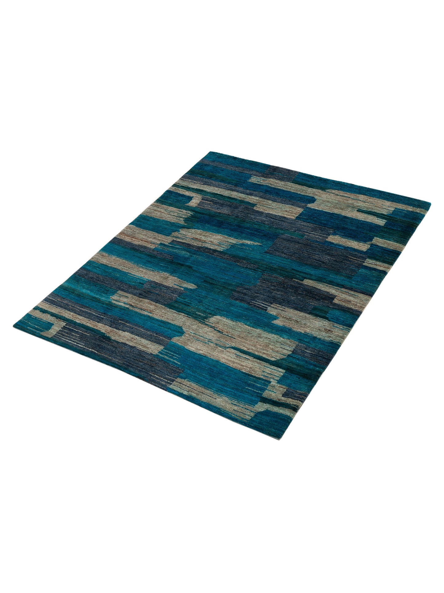 Tibetino 154014 Blue Beige 5x6.6 Hand Knotted Rug