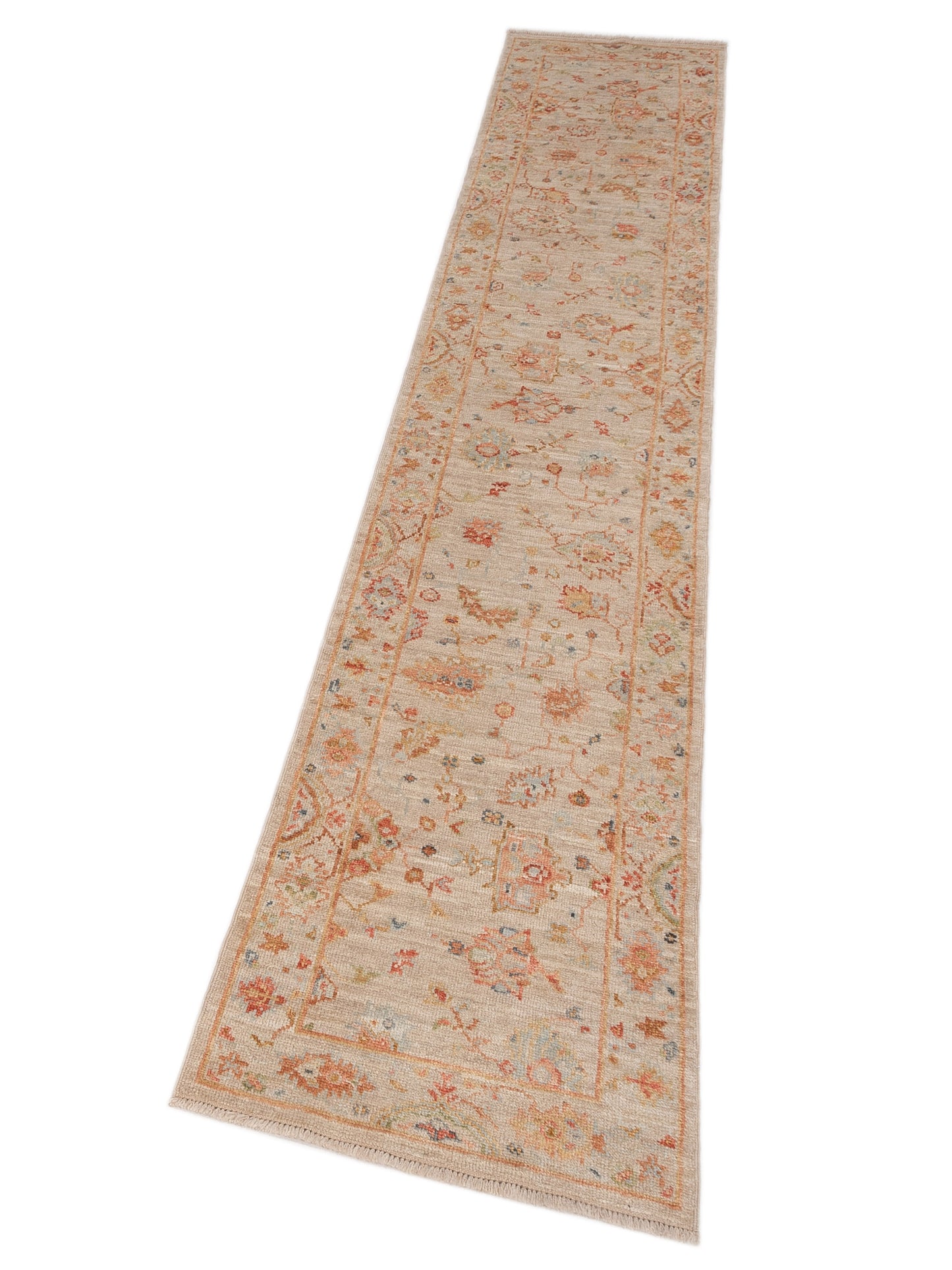 Angora Oushak 150235 Cream Cream 2.7x13.6 Hand Knotted Rug