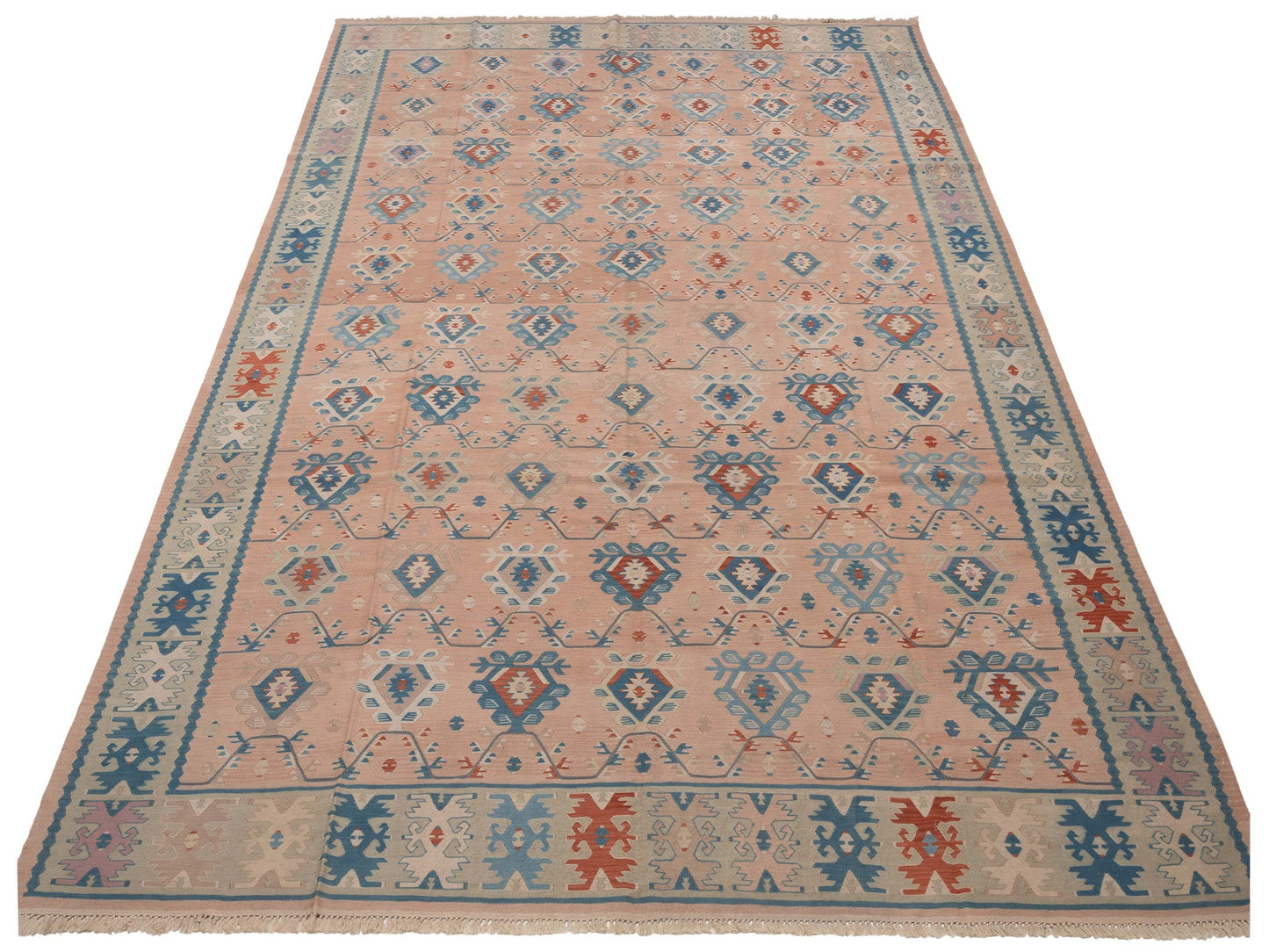 Transilvanian Kilim 57859 Pink Silver 9.1x12.2 Hand Woven Rug
