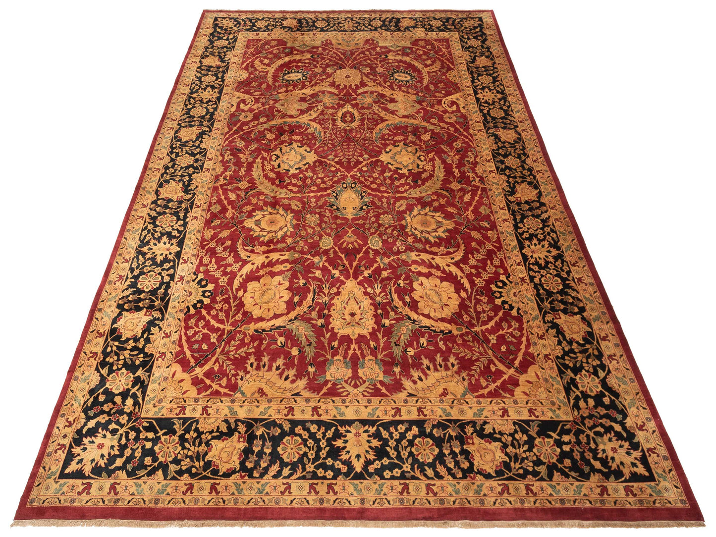 Crown 83588 Red Black 14x19.11 Hand Knotted Rug