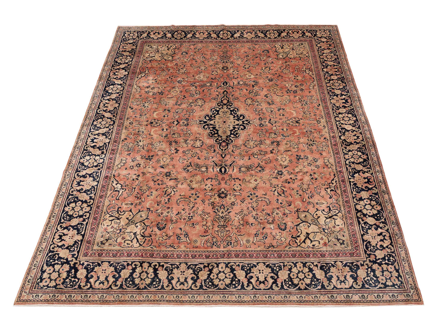 Persian 153721 Pink Navy 10.2x13.3 Hand Knotted Rug