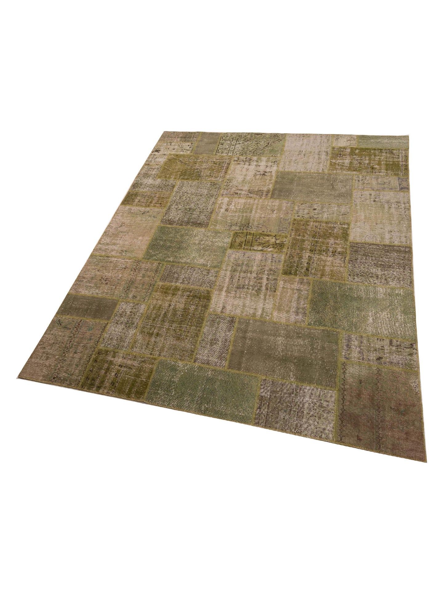 Turkish Vestige Patchwork 114861 Green 9x12 Hand Knotted Rug