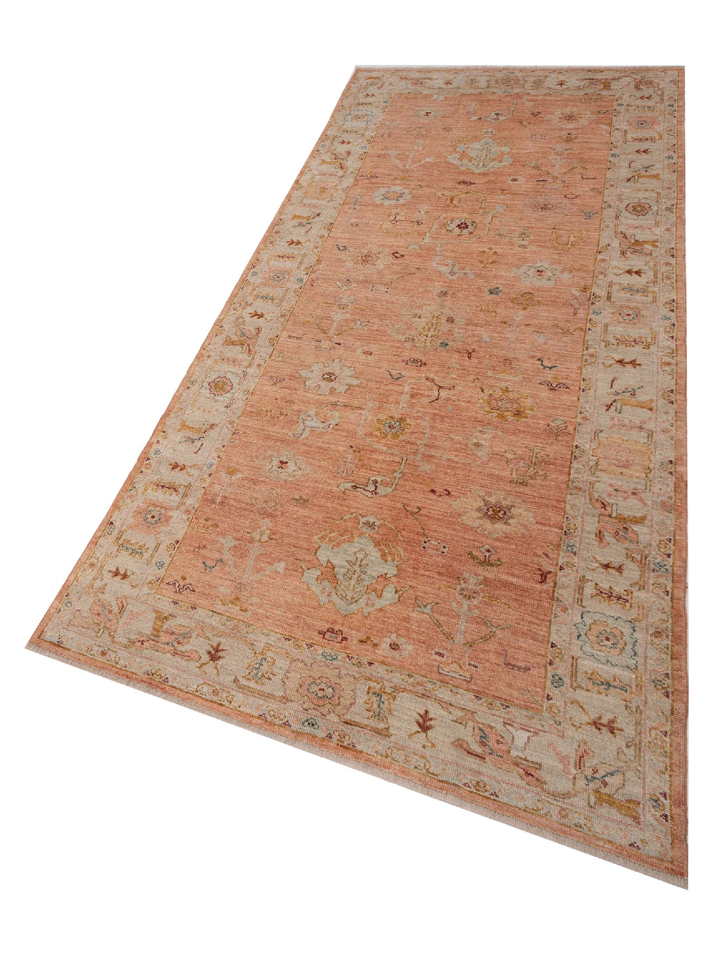 Angora Oushak 148199 Pink Ivory 6.1x13.5 Hand Knotted Rug