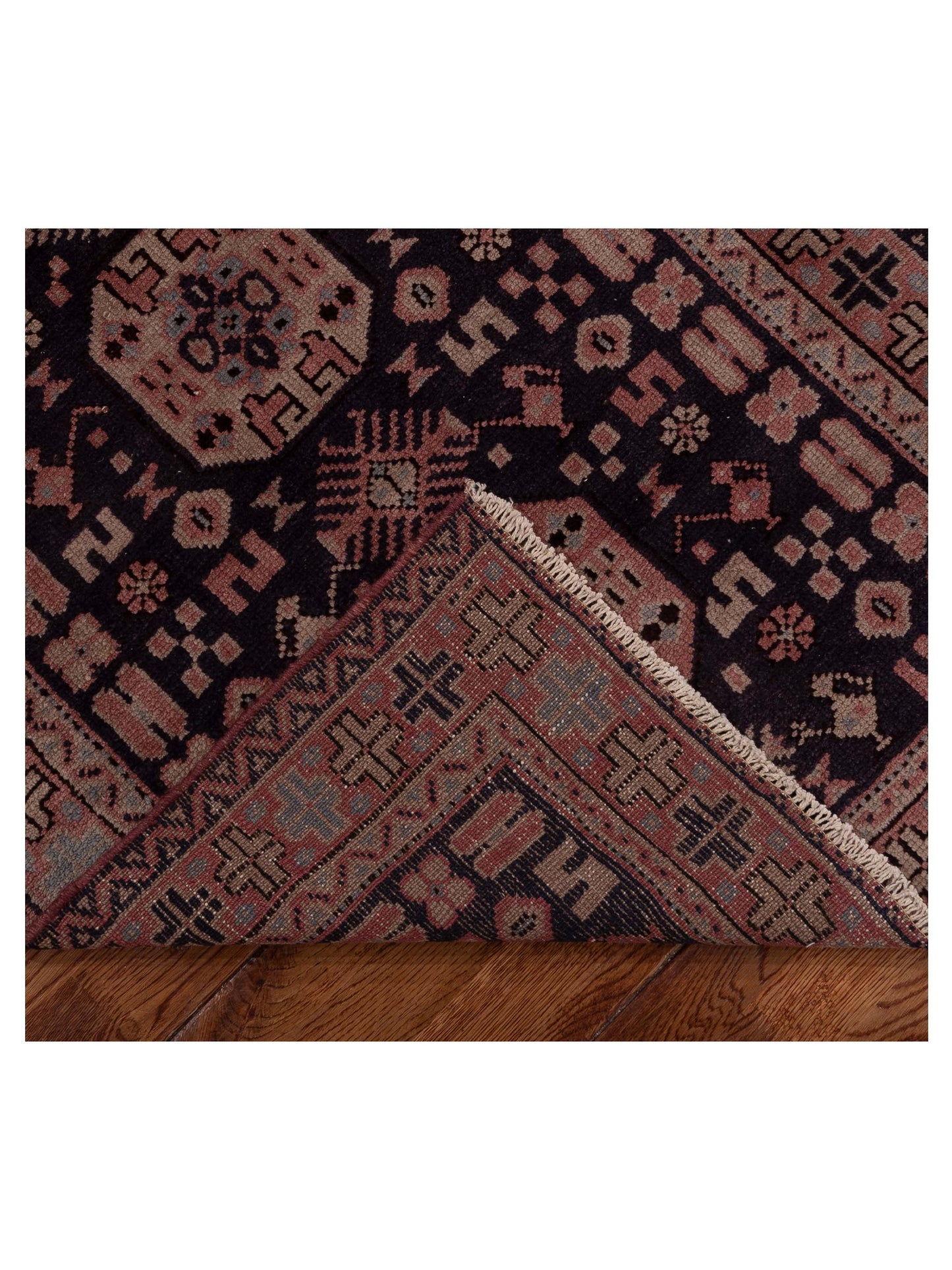 Old Anatolian 154348 Charcoal Red 2.8x10.6 Hand Knotted Rug