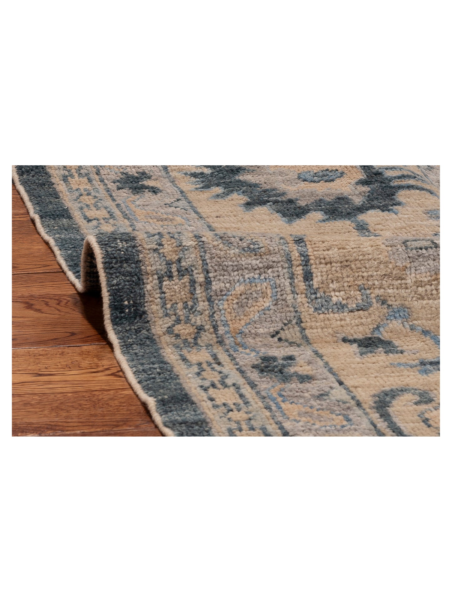 Angora Oushak 154951 Blue Ivory 12x17.5 Hand Knotted Rug