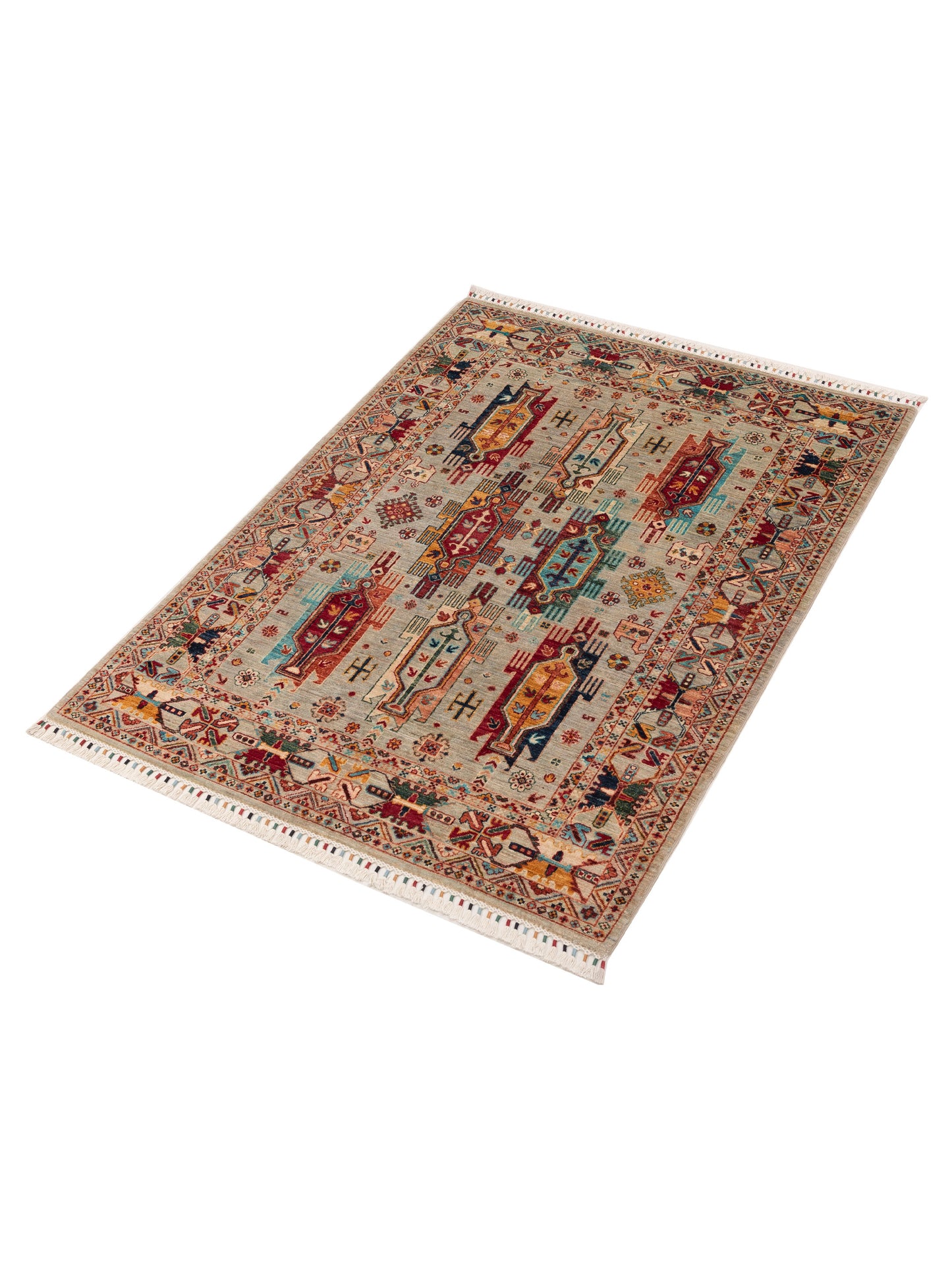 Sultan 152336 Light Gray Multi 4.11x6.10 Hand Knotted Rug