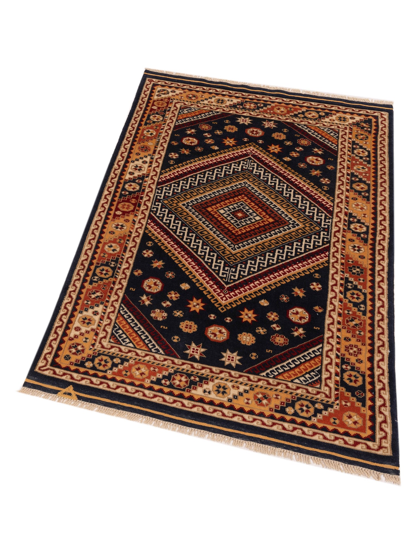 Turkish Shirwan 148378 Navy Gold 3.10x5.5 Hand Knotted Rug