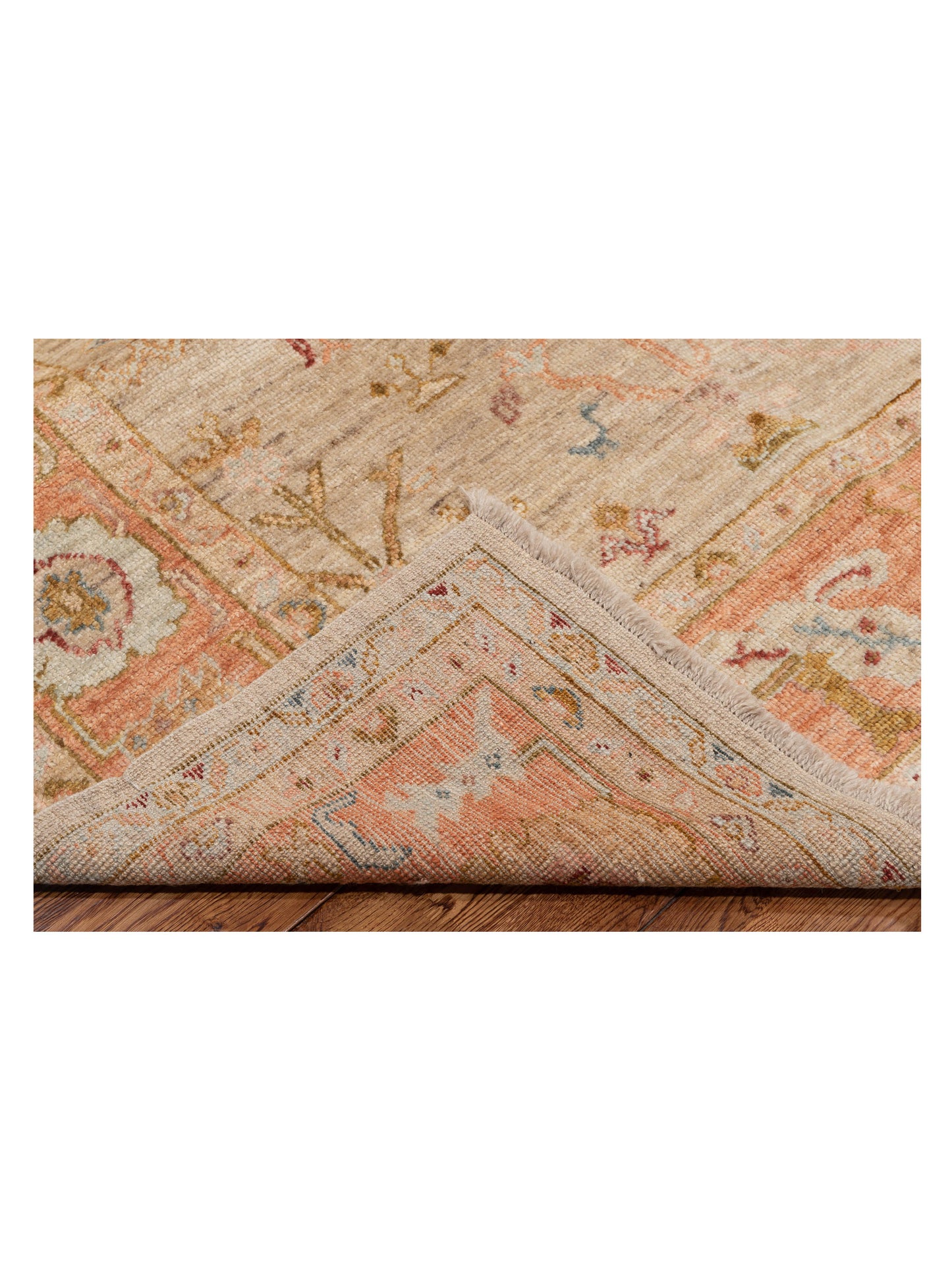 Angora Oushak 147134 Ivory Pink 8.2x10.6 Hand Knotted Rug