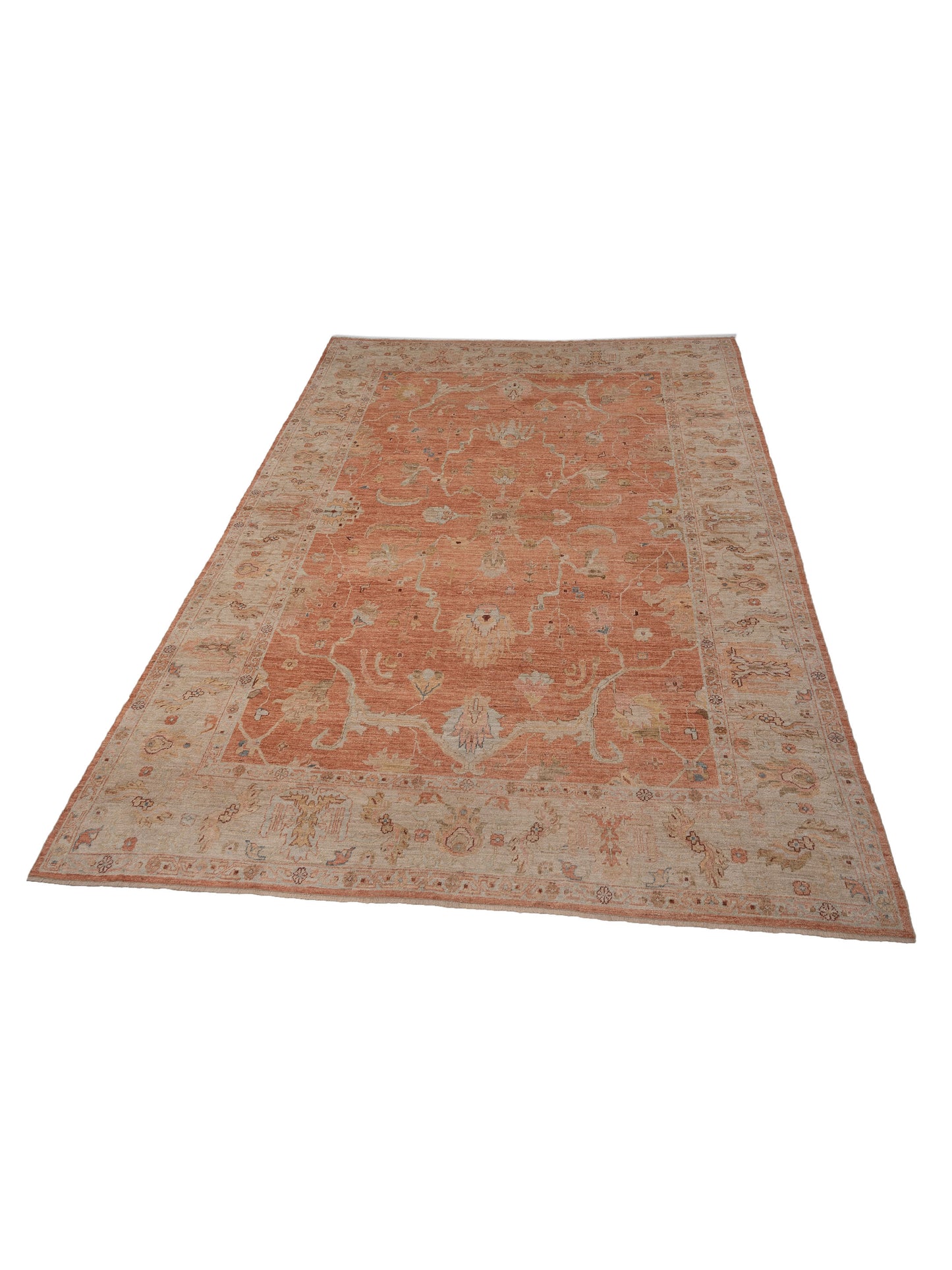 Angora Oushak 149568 Pink Ivory 12.3x16.10 Hand Knotted Rug