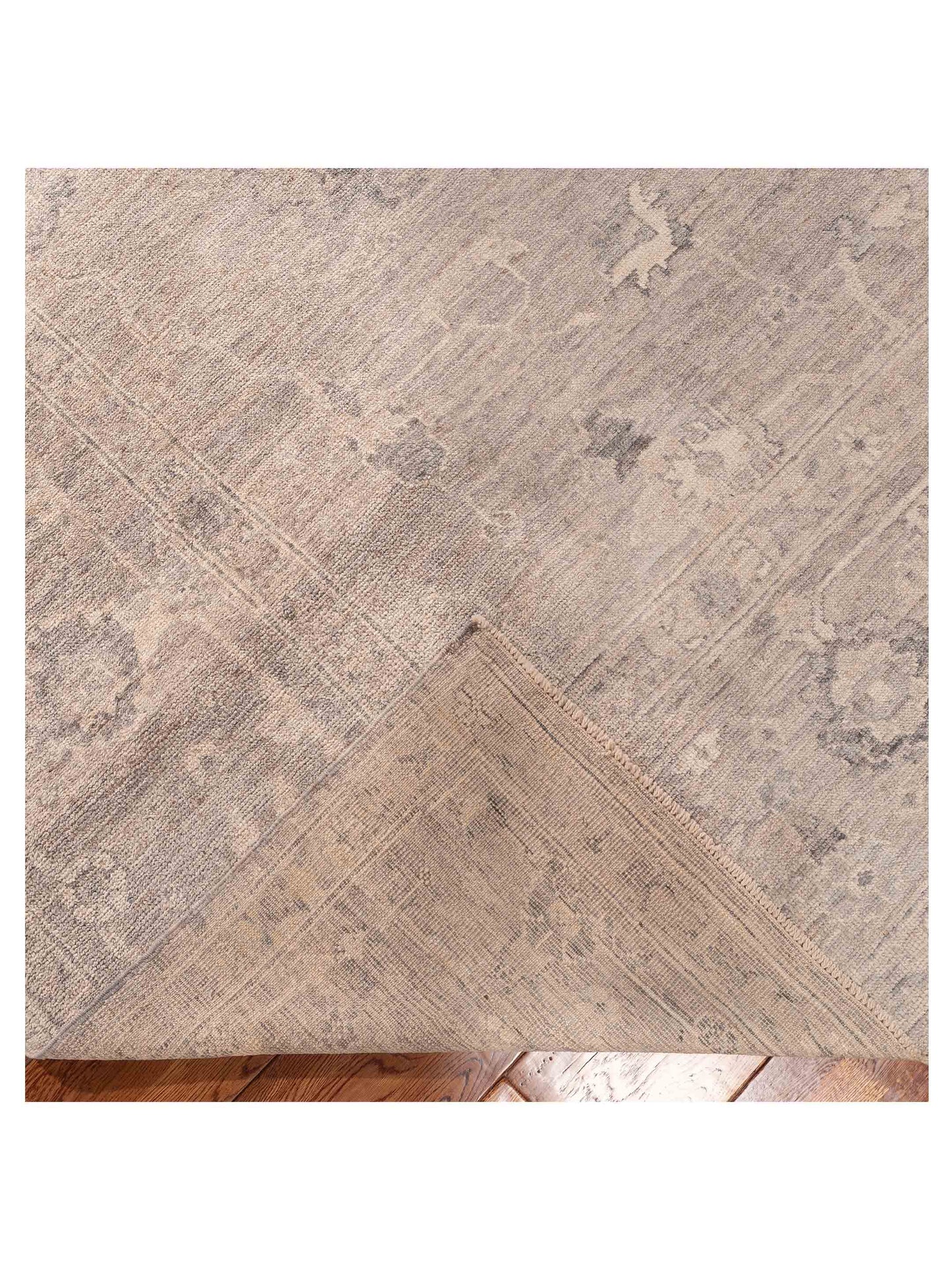 Angora Oushak 156068 Gray Gray 11.7x15 Hand Knotted Rug