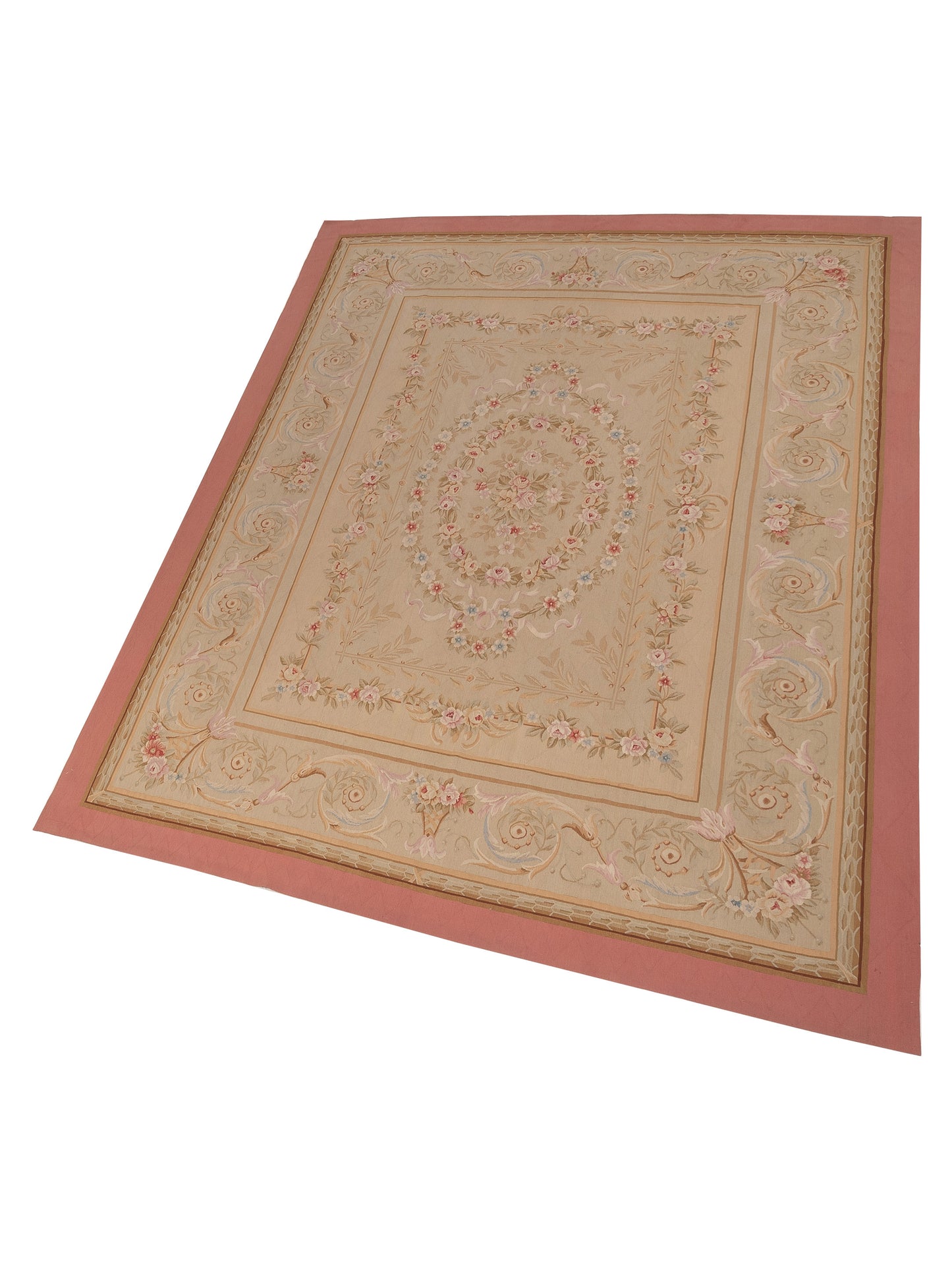 Abusson 77777 Cream Pink 8.9x12 Hand Knotted Rug