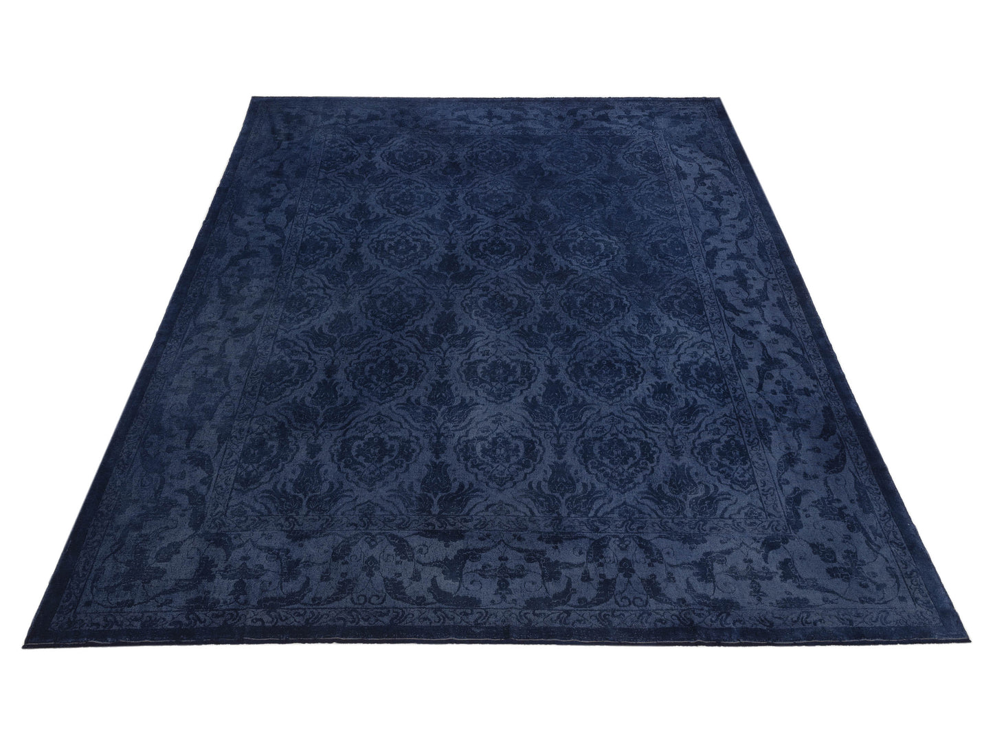 Color Bouquet 113964 Dark Blue Dark Blue 12.1x15.1 Hand Knotted Rug
