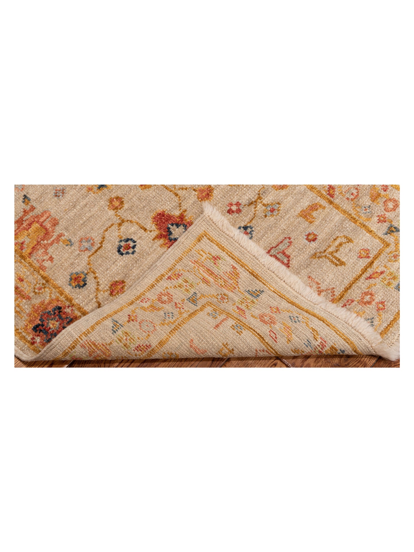 Angora Oushak 146496 Ivory Silver 2.7x14.1 Hand Knotted Rug