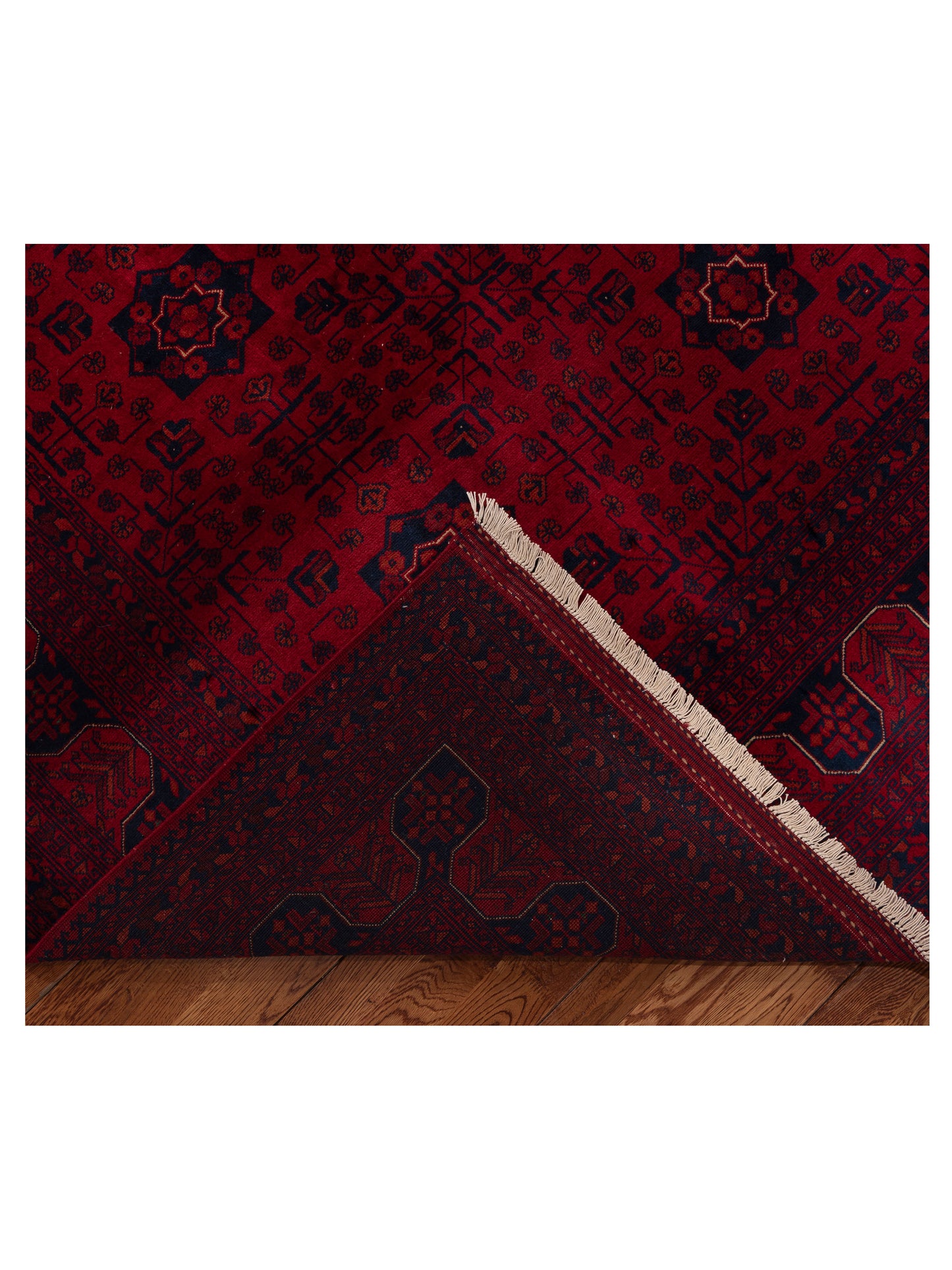 Afghan Belcik 152050 Red Navy 9.1x12.1 Hand Knotted Rug