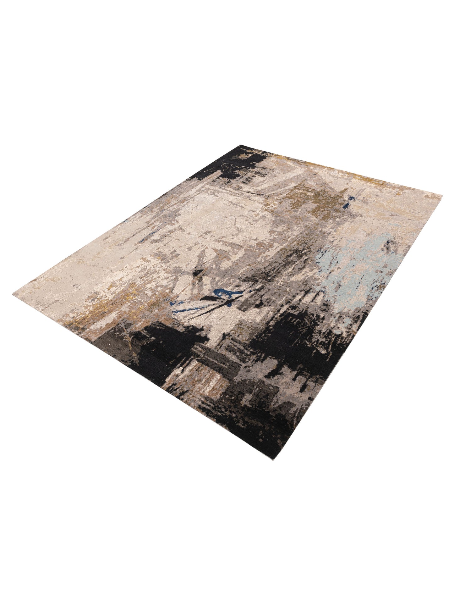 Dazzling 151876 Ivory Black 9x11.11 Hand Knotted Rug