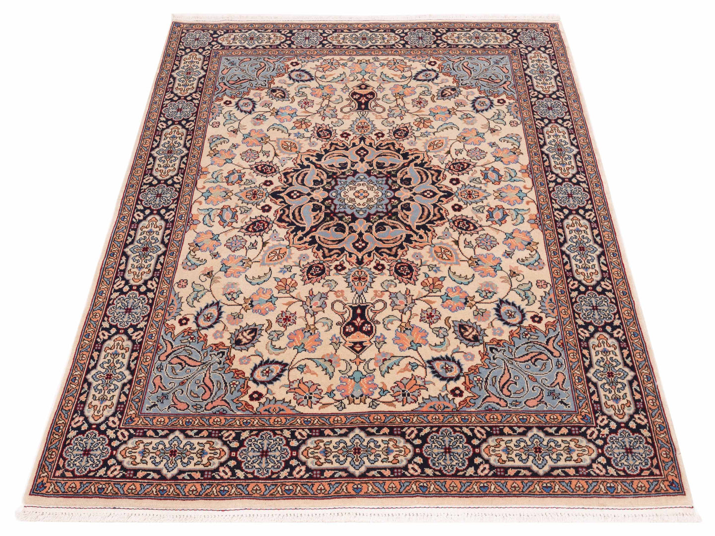 Crown 147776 Ivory Navy 5.1x7.2 Hand Knotted Rug