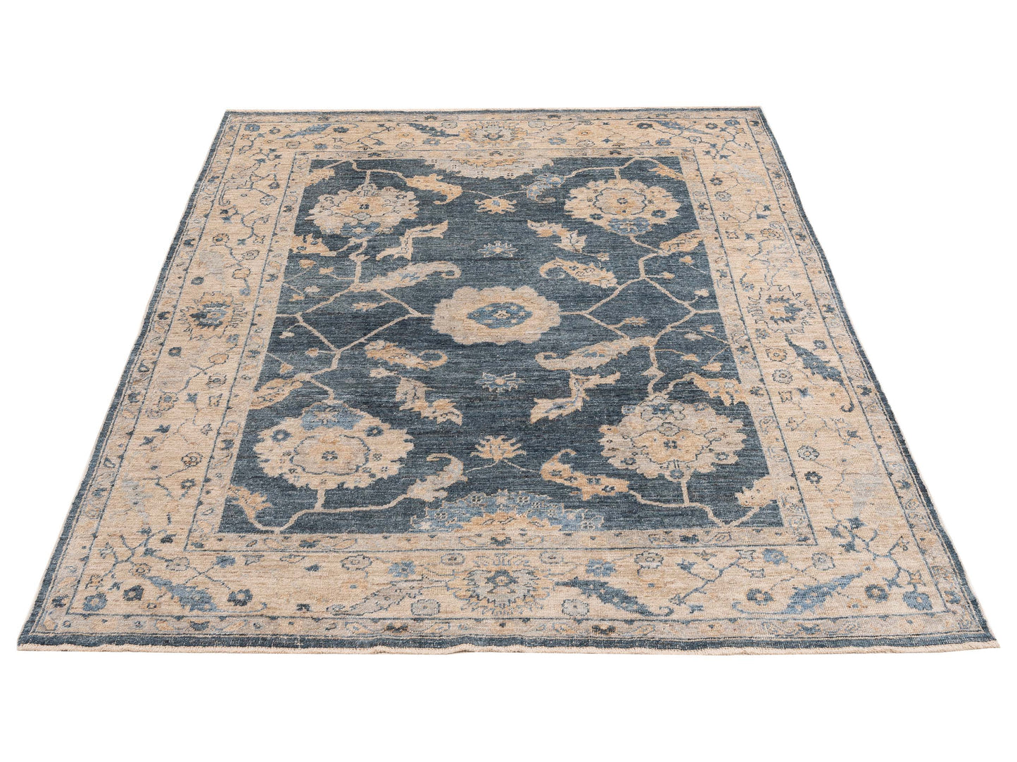 Angora Oushak 154265 Blue Ivory 8x9.8 Hand Knotted Rug
