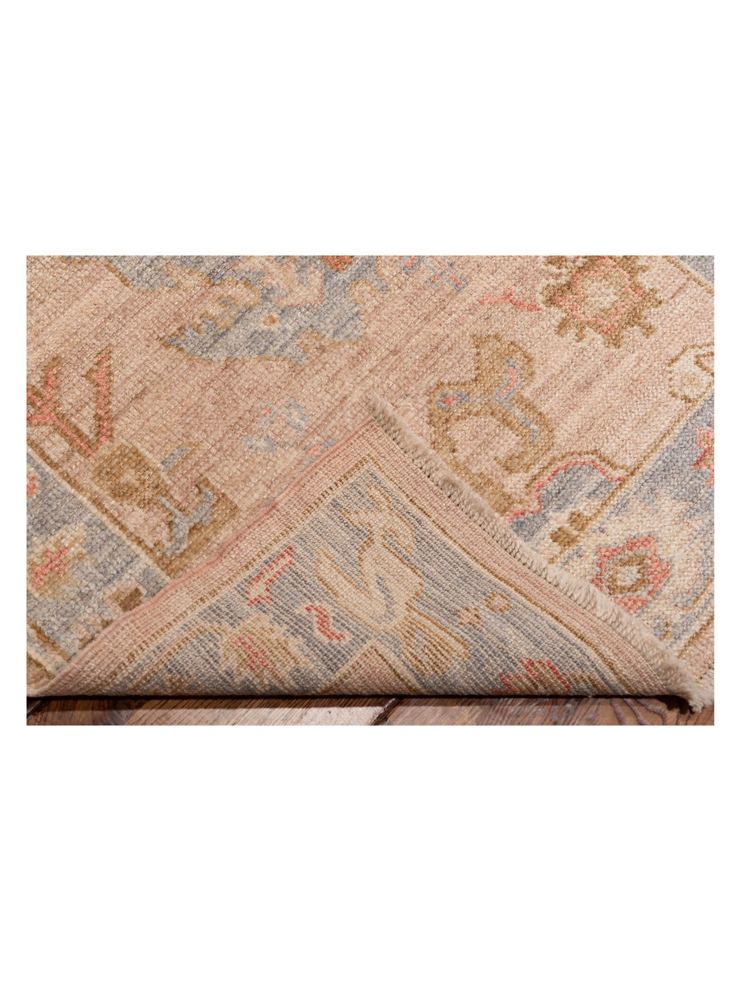 Angora Oushak 149589 Pink Gray 2.8x9.6 Hand Knotted Rug