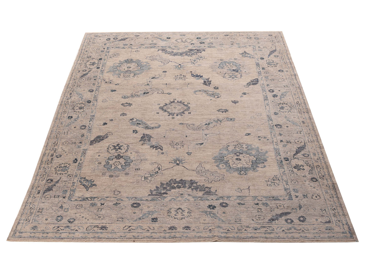 Angora Oushak 156092 Silver Gray 9.1x11.3 Hand Knotted Rug