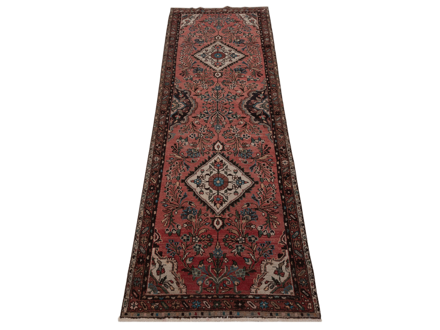 Persian 92785 Rust Brown 3.6x10.7 Hand Knotted Rug