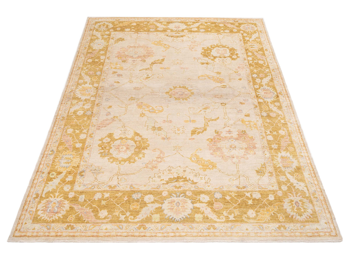 Angora Oushak 144633 Silver Mustard 10.4x13.10 Hand Knotted Rug