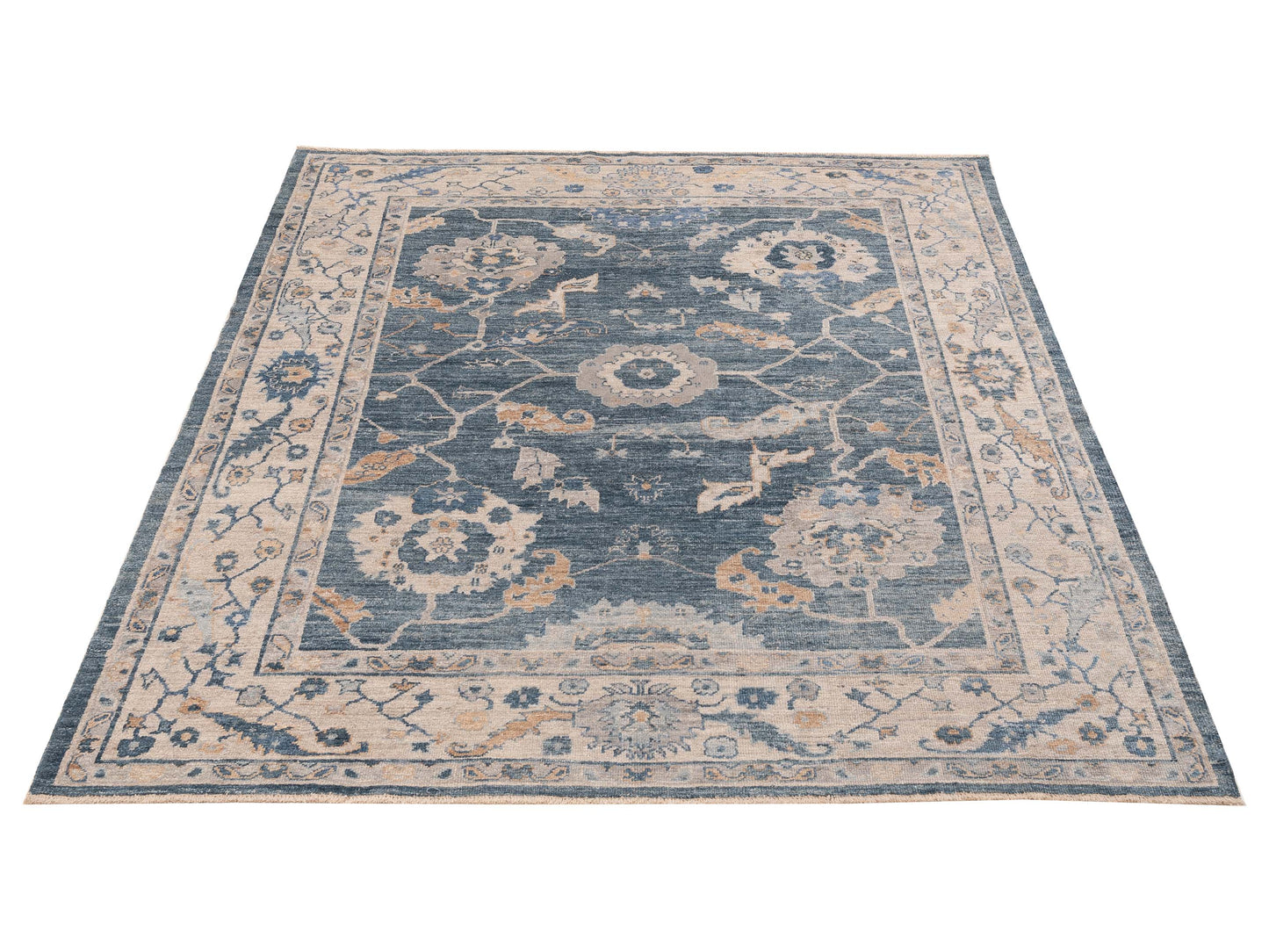 Angora Oushak 152543 Blue Ivory 8.1x9.10 Hand Knotted Rug