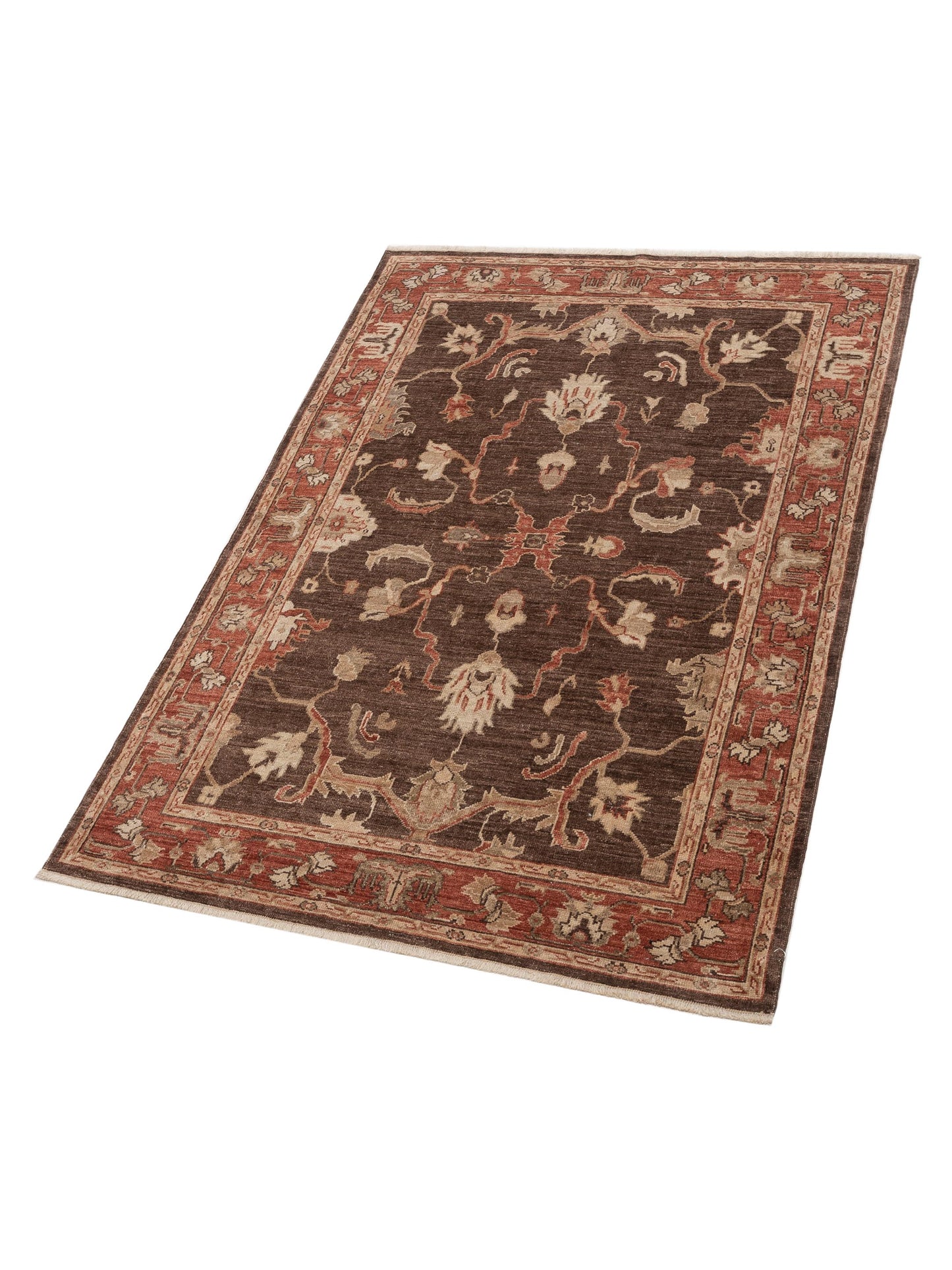 Angora Oushak 125570 Dark Brown Rust 6x8.6 Hand Knotted Rug