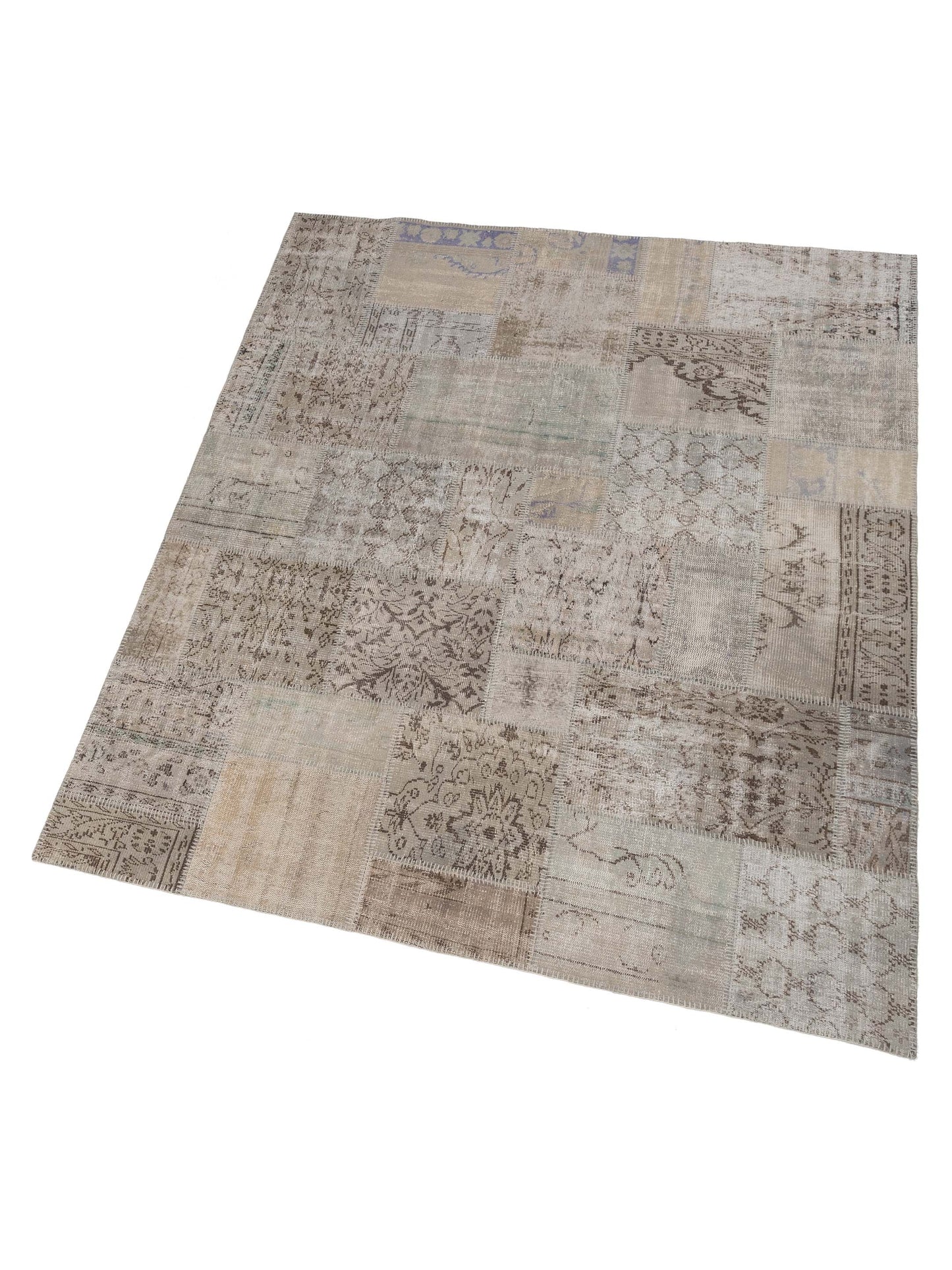Turkish Vestige Patchwork 131017 Light Gray 8x9.11 Hand Knotted Rug