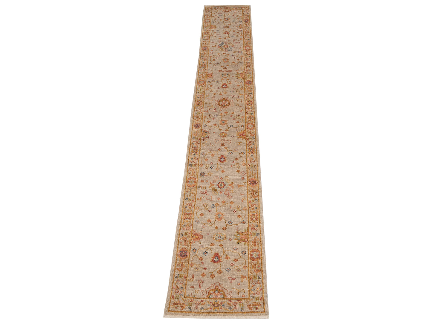 Angora Oushak 146488 Ivory Ivory 2.6x15.6 Hand Knotted Rug