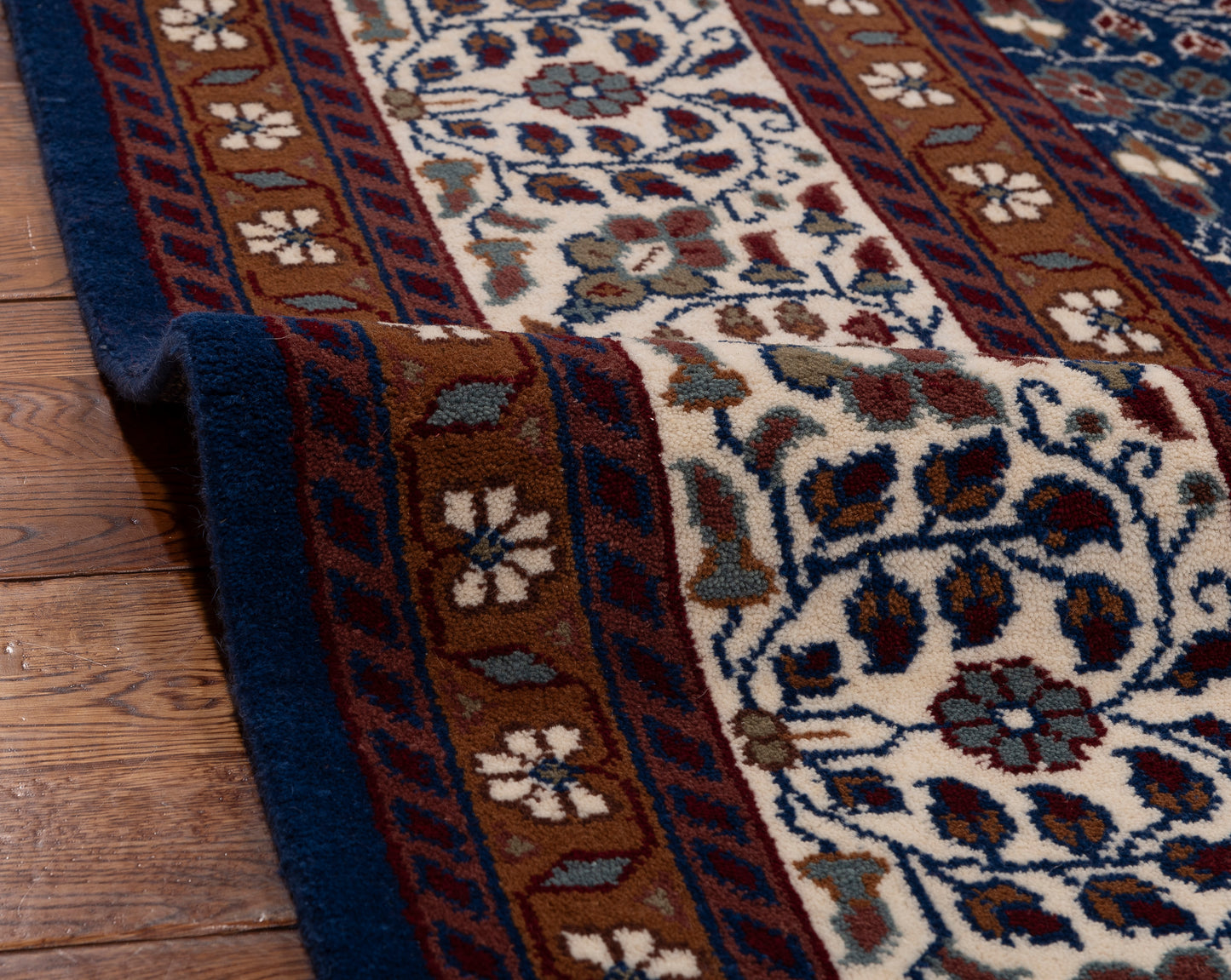 Kayseri 153055 Dark Blue Ivory 9.1x12.4 Hand Knotted Rug