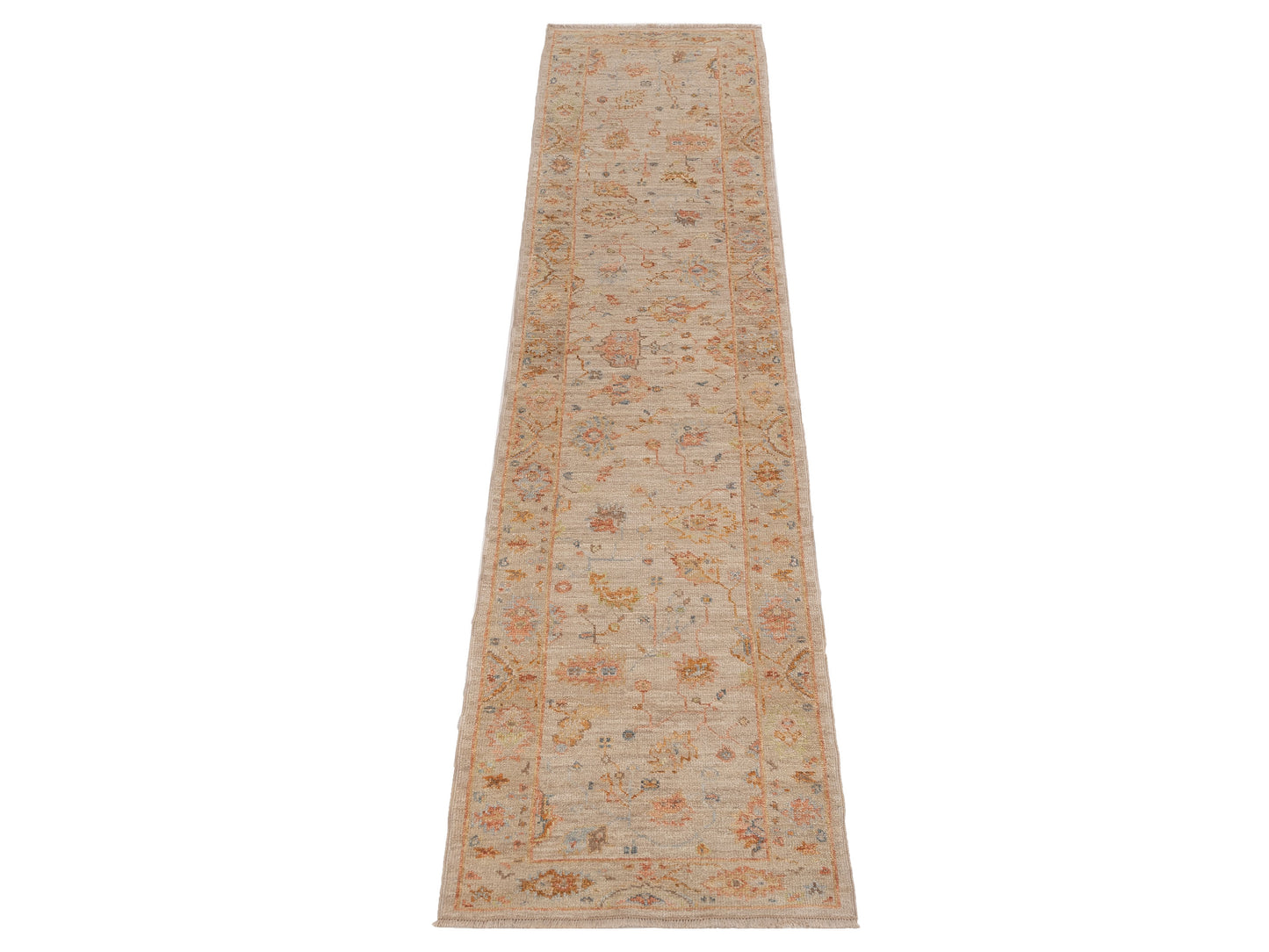 Angora Oushak 150416 Beige Brown 2.8x11.11 Hand Knotted Rug