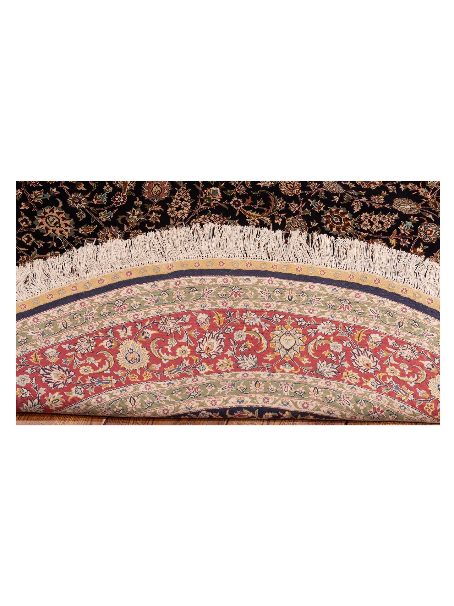 Pure Silk 125293 Navy Red 6.1x6.1 Hand Knotted Rug